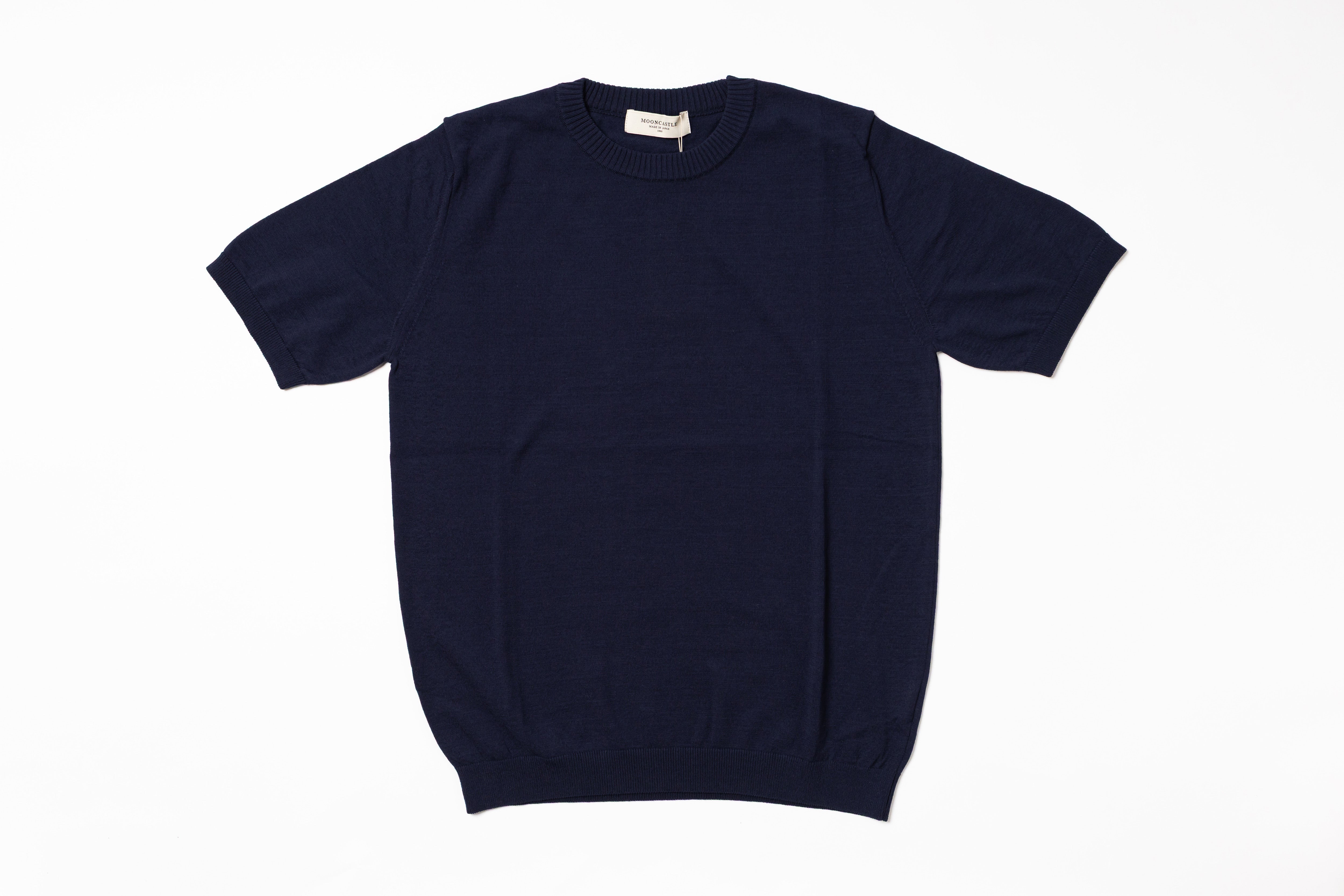 Navy blue t-shirt on a white background