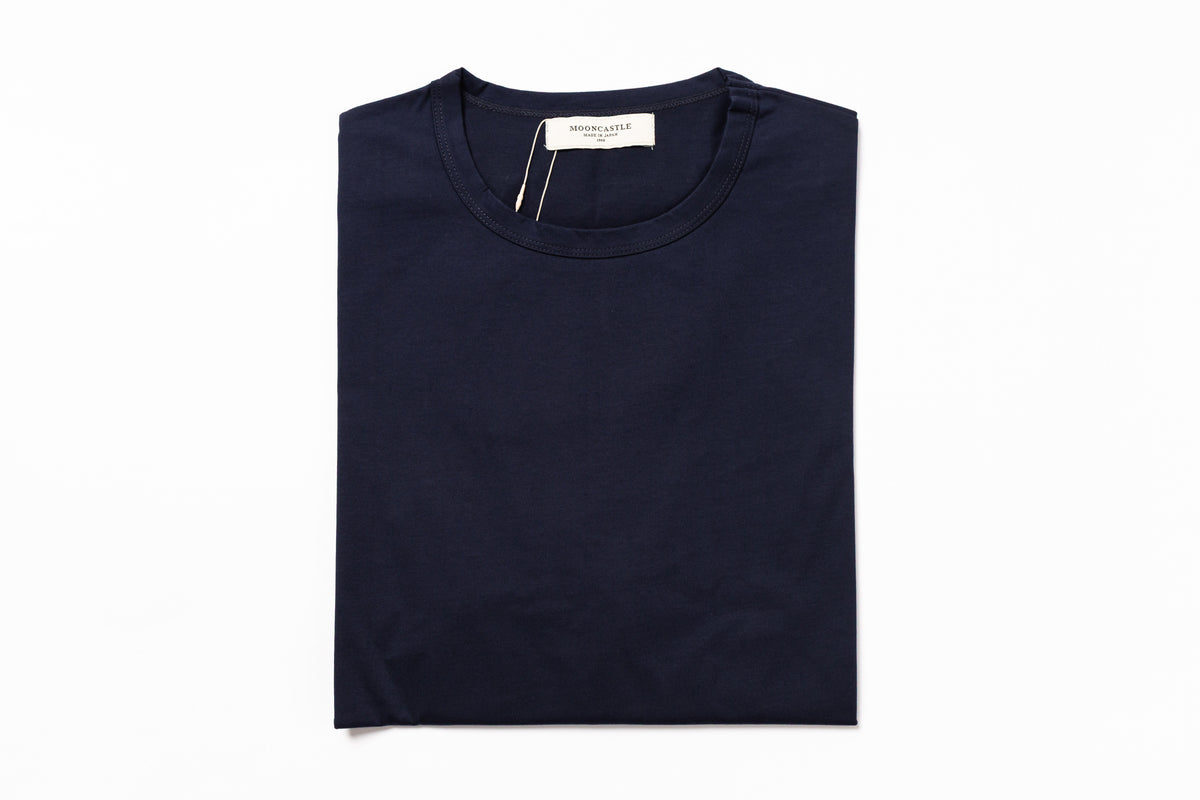 MOONCASTLE - Silky Cotton T-Shirt in Navy