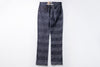 Pair of dark blue jeans on a white background