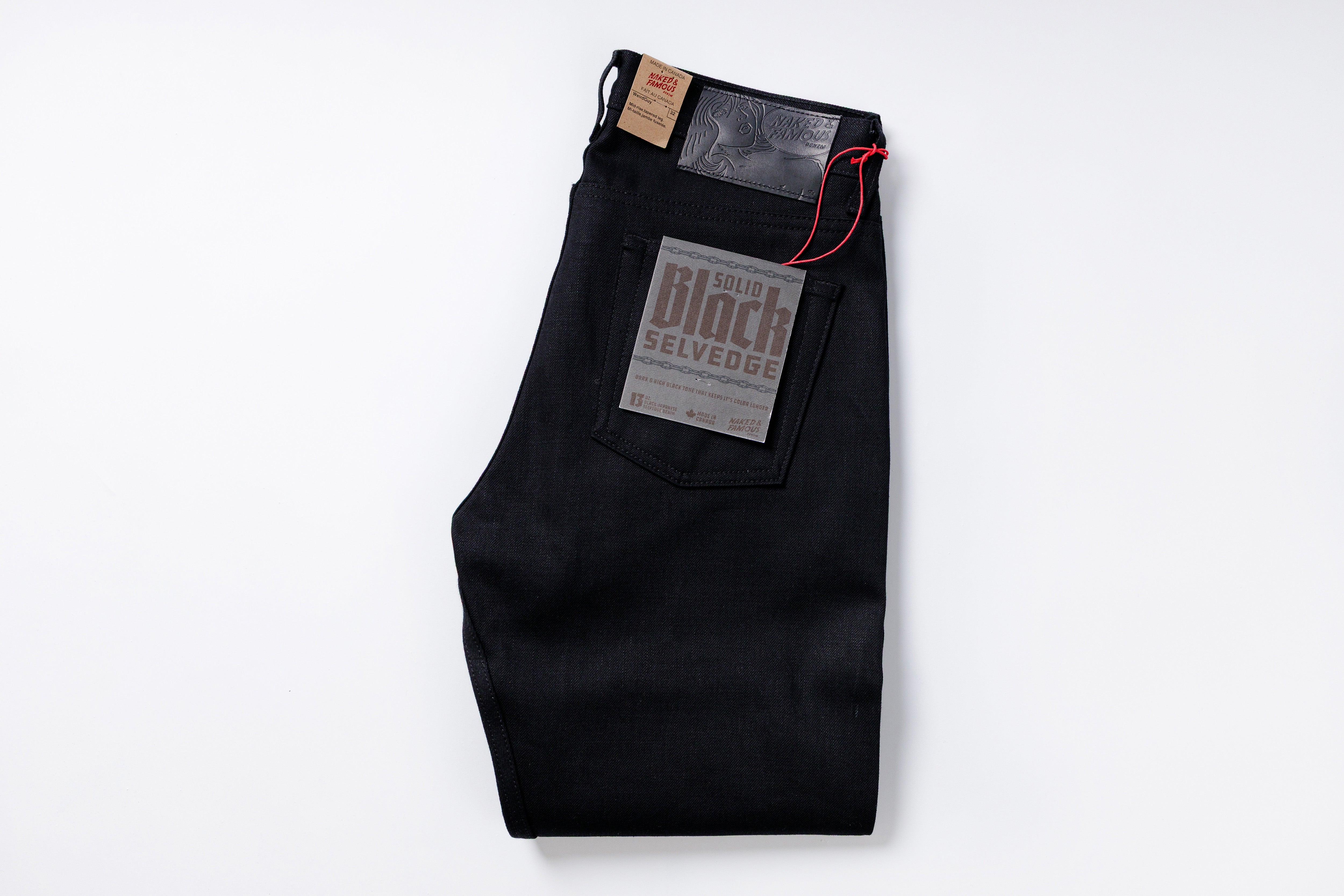 NAKED & FAMOUS DENIM- Weird Guy - Solid Black Selvedge-1