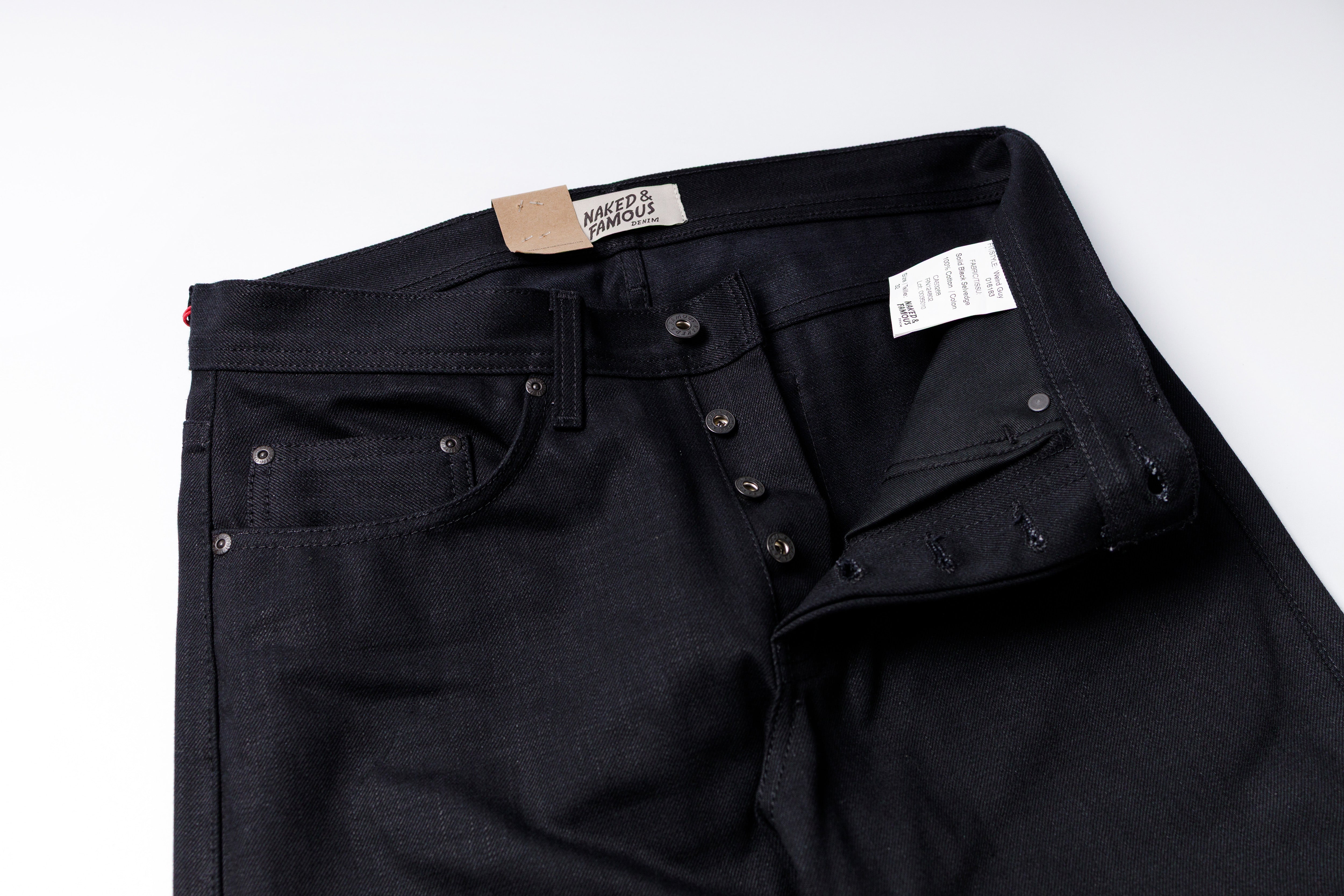 NAKED & FAMOUS DENIM- Weird Guy - Solid Black Selvedge-3