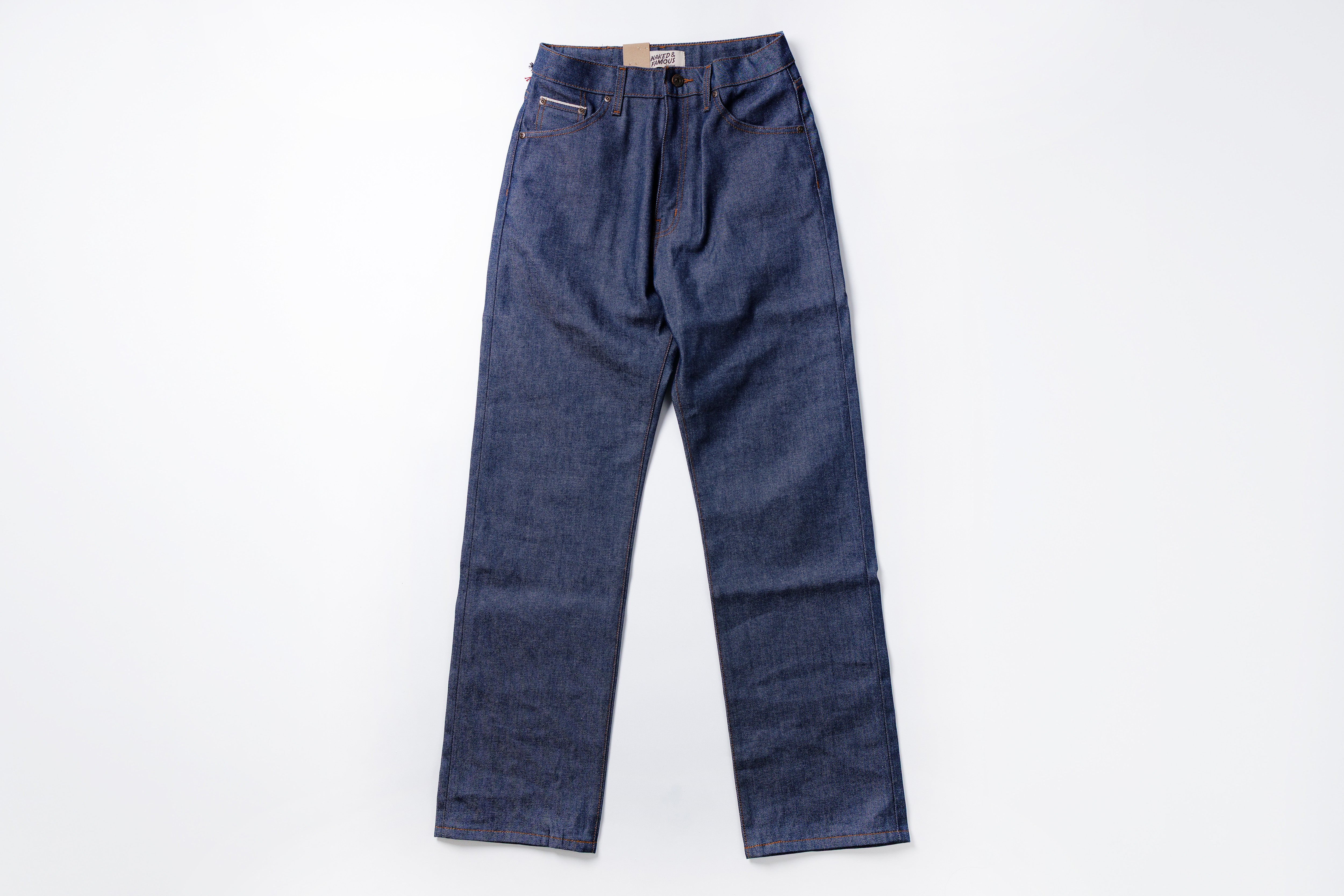 Pair of blue jeans on a white background