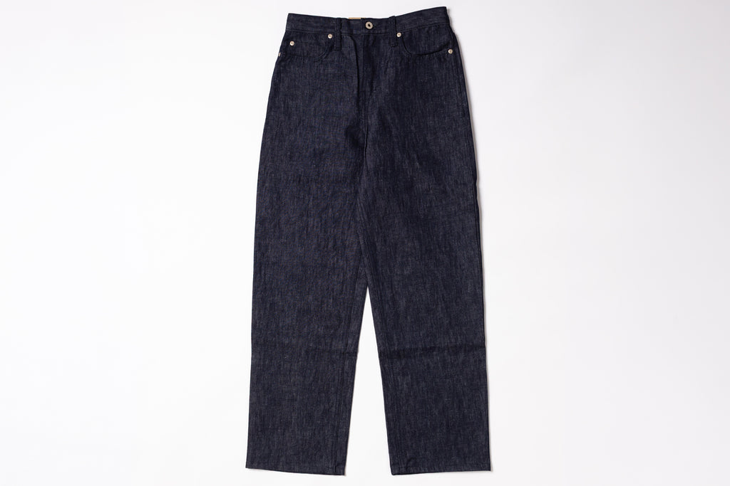 Dark blue jeans on a white background