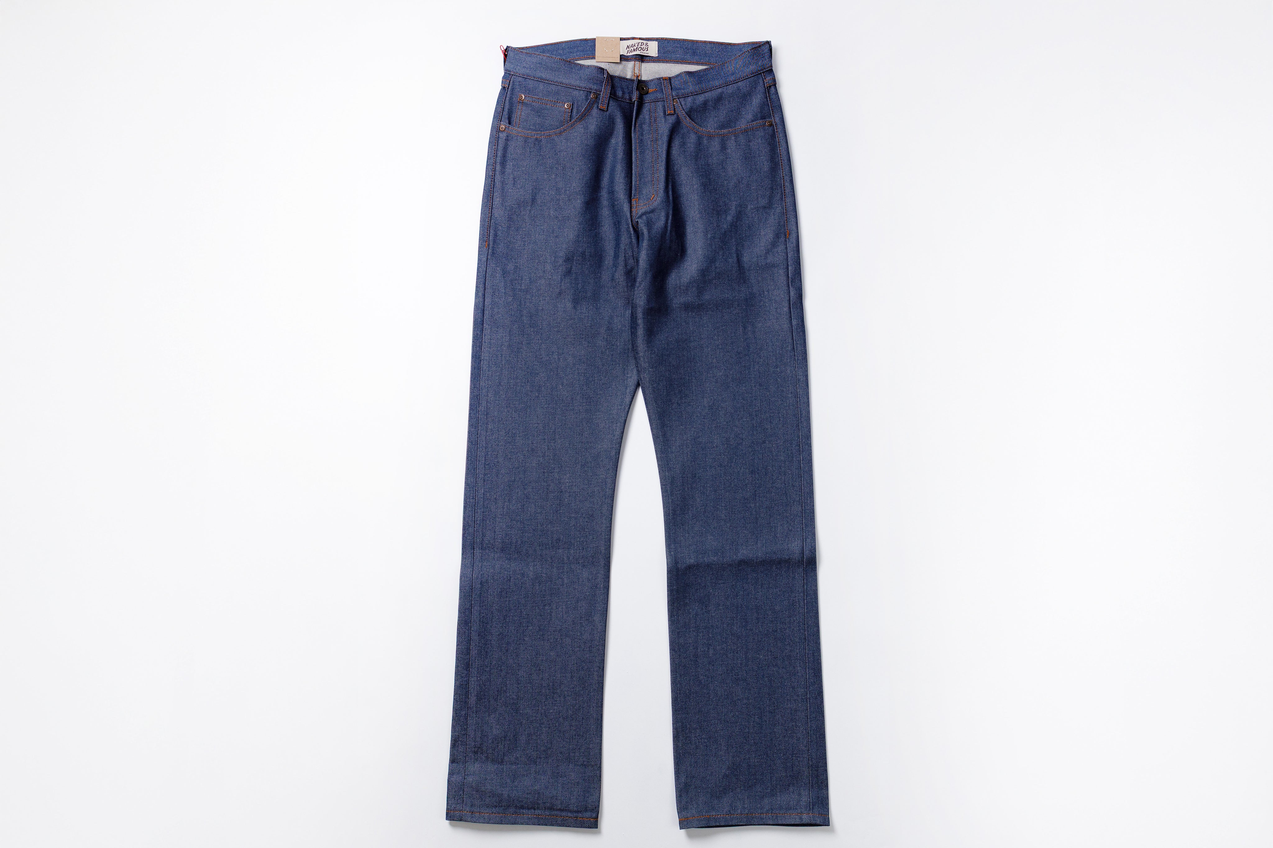 Blue jeans on a white background