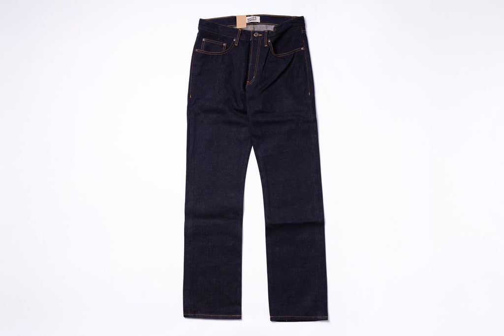 Dark blue jeans on a white background