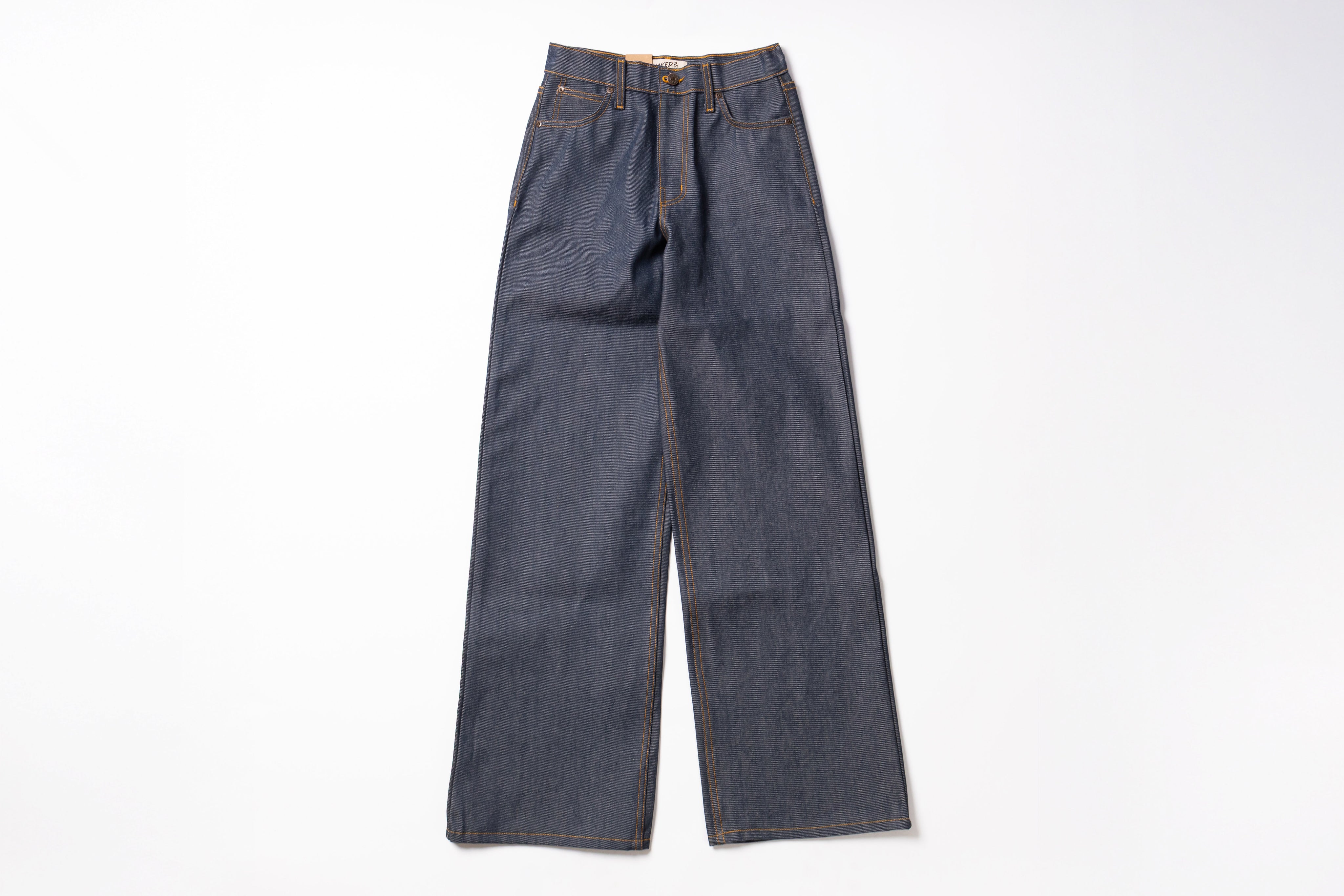 Pair of blue jeans on a white background