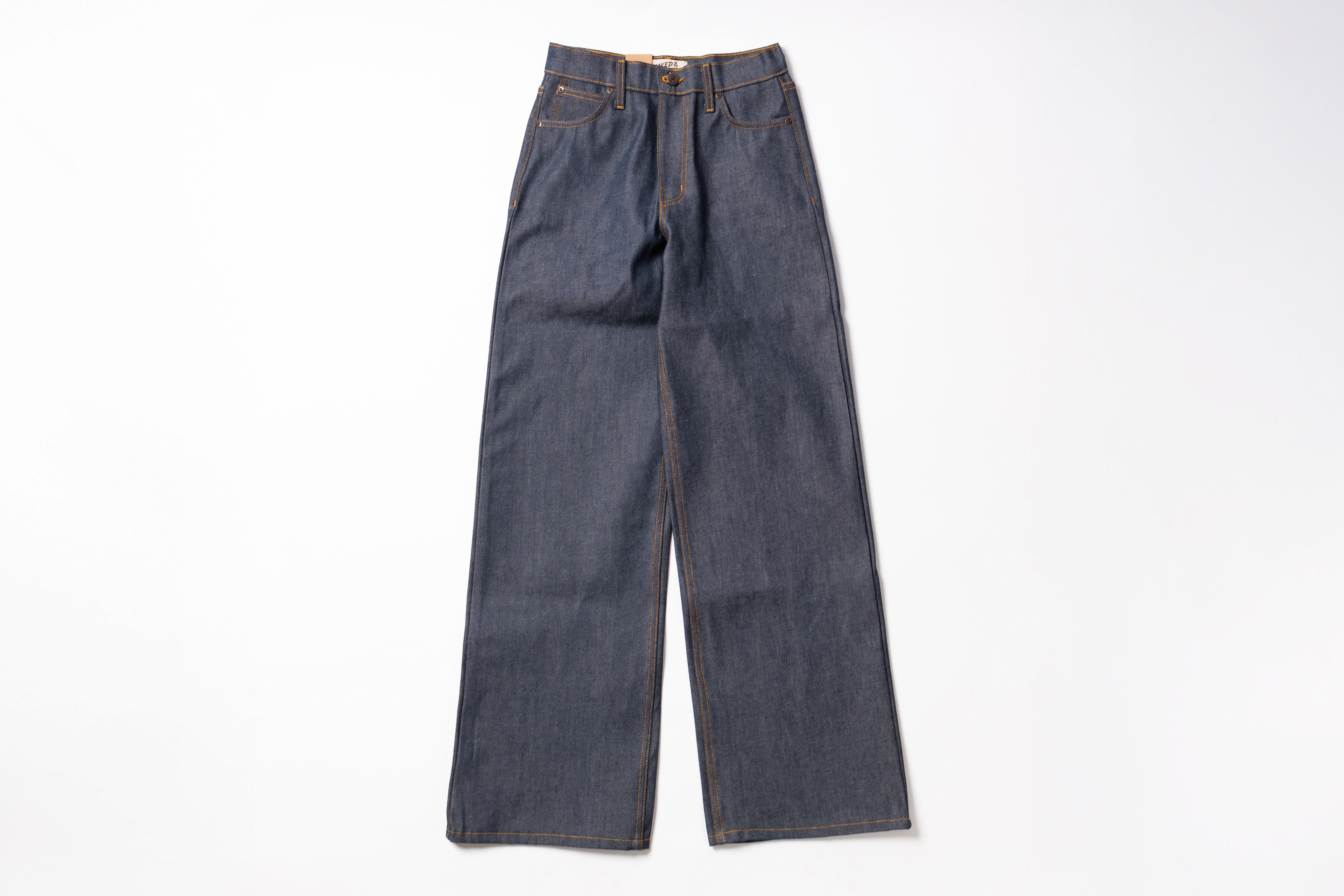 Pair of blue jeans on a white background