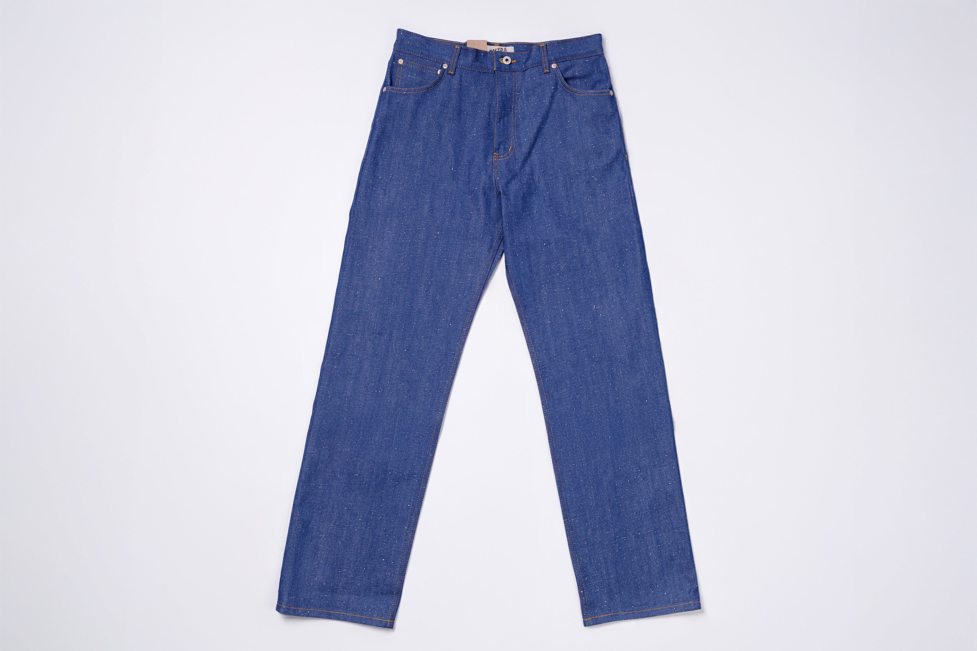Pair of blue jeans on a white background
