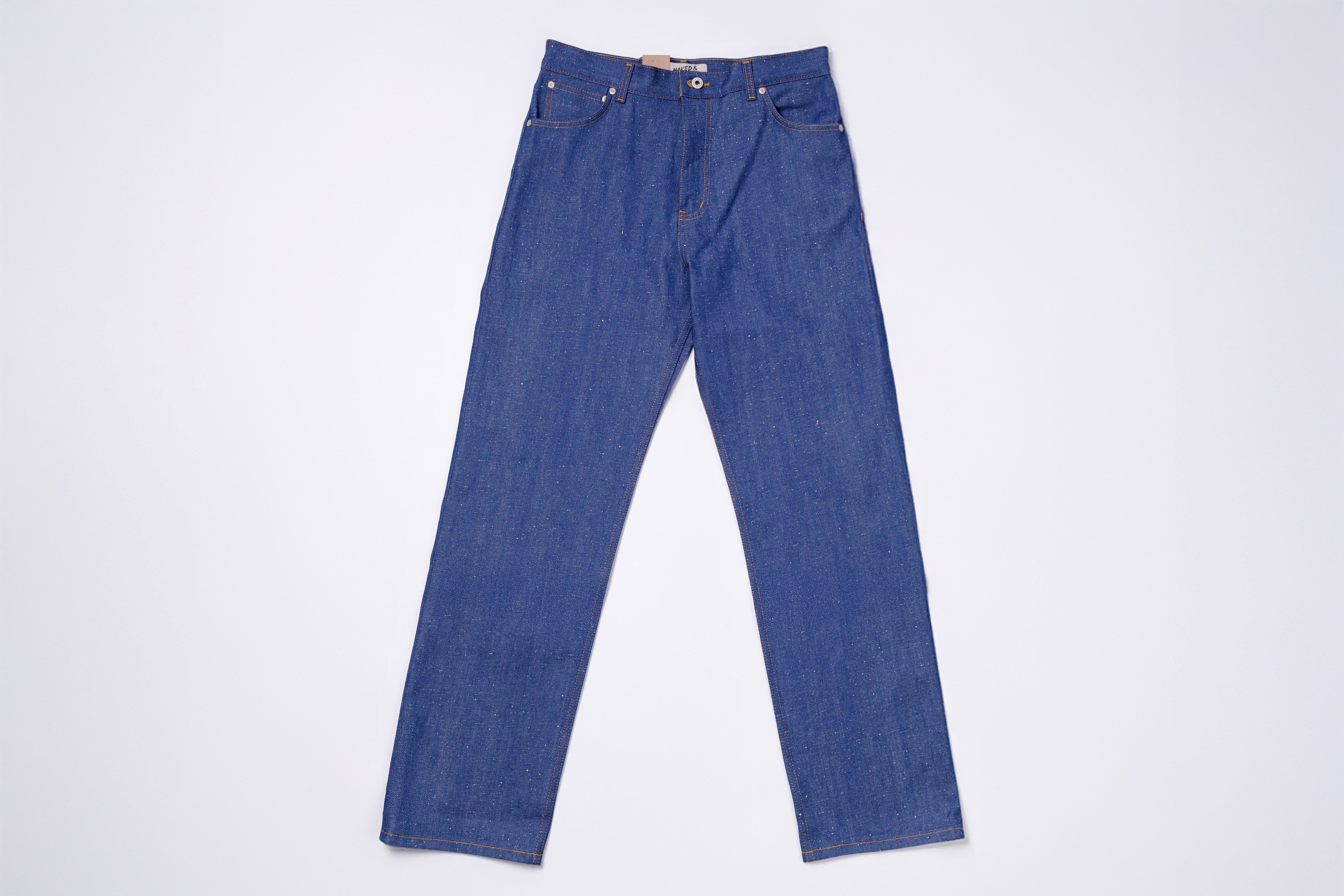 Pair of blue jeans on a white background