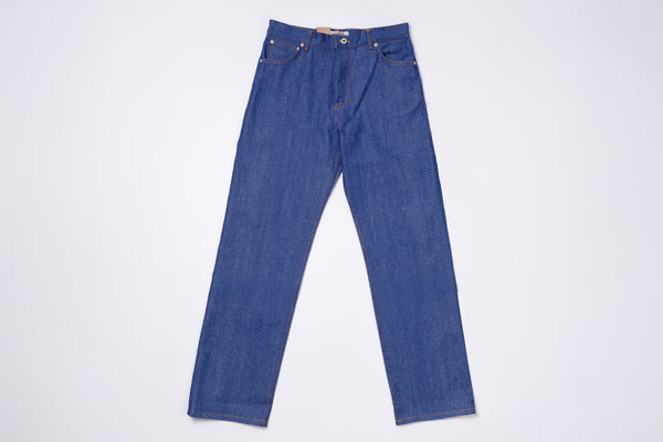 Pair of blue jeans on a white background