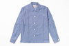 Blue patterned shirt on a white background