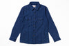 Blue striped shirt on a white background