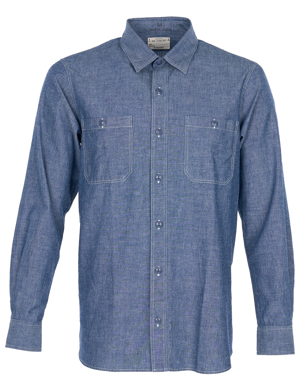 PIKE BROTHERS - 1940 USN Chambray Shirt in Harbor Blue-1