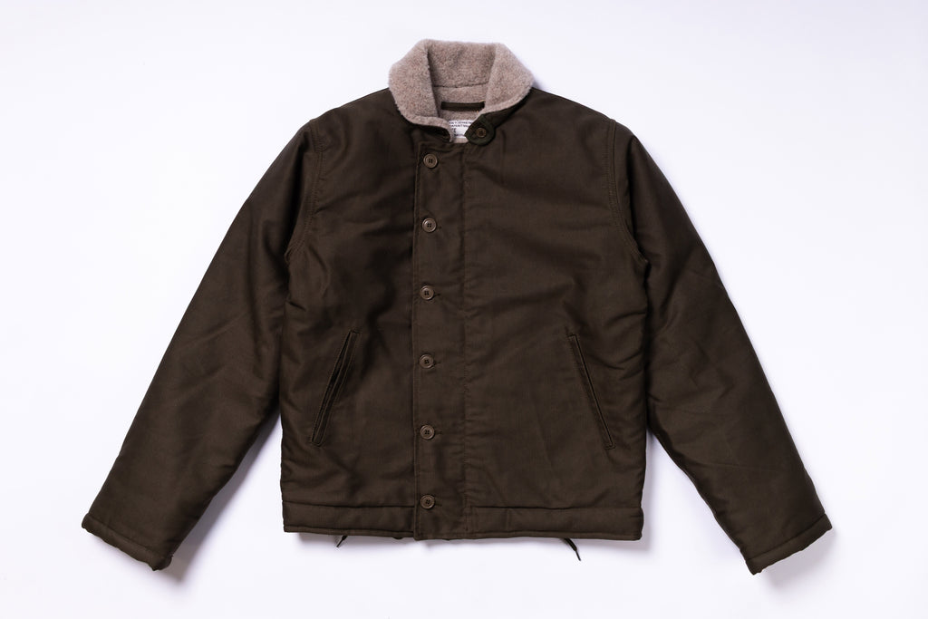 Brown jacket with gray collar on a white background