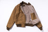 Brown jacket with beige fleece lining on a white background