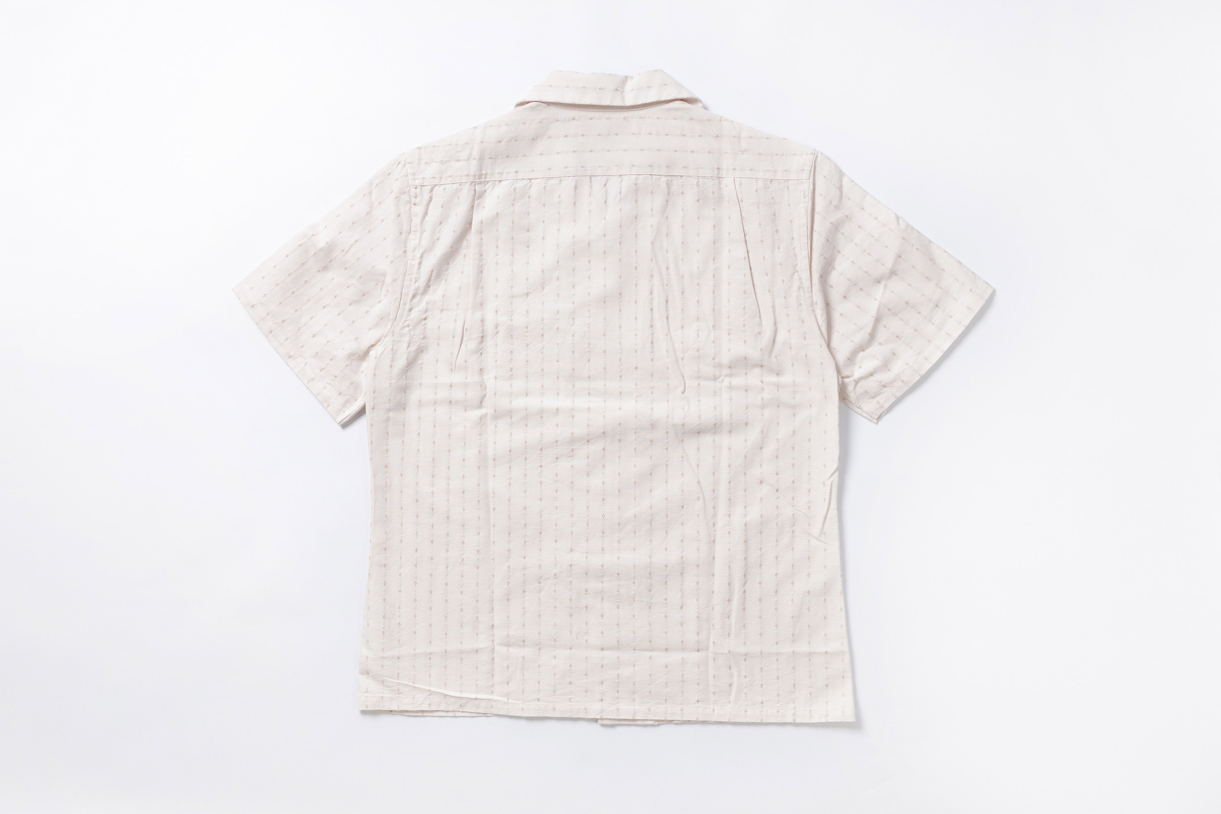 Classic Open Collar Shirt in Beige Back View