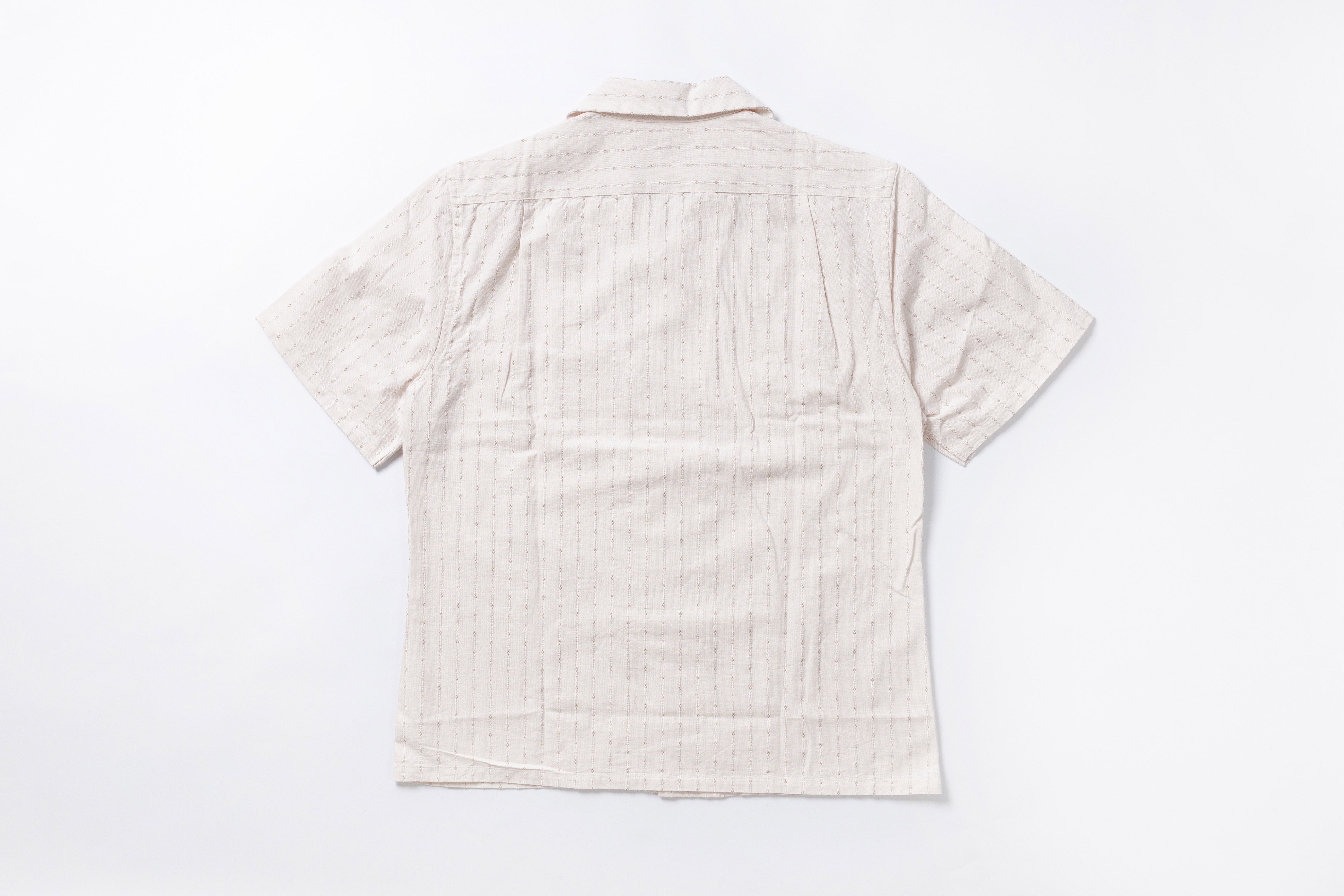 Classic Open Collar Shirt in Beige Back View