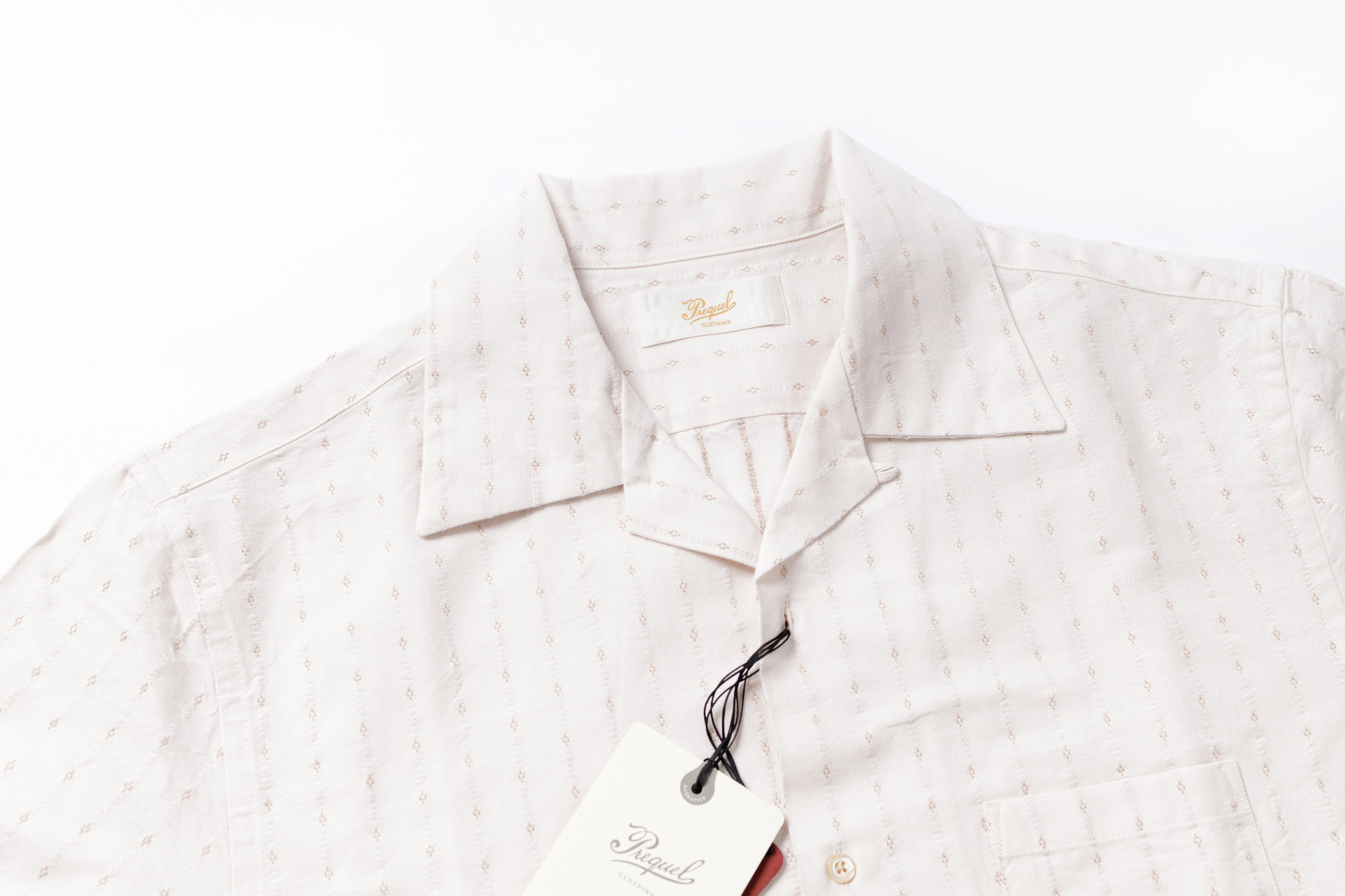 Classic Open Collar Shirt in Beige Collar View