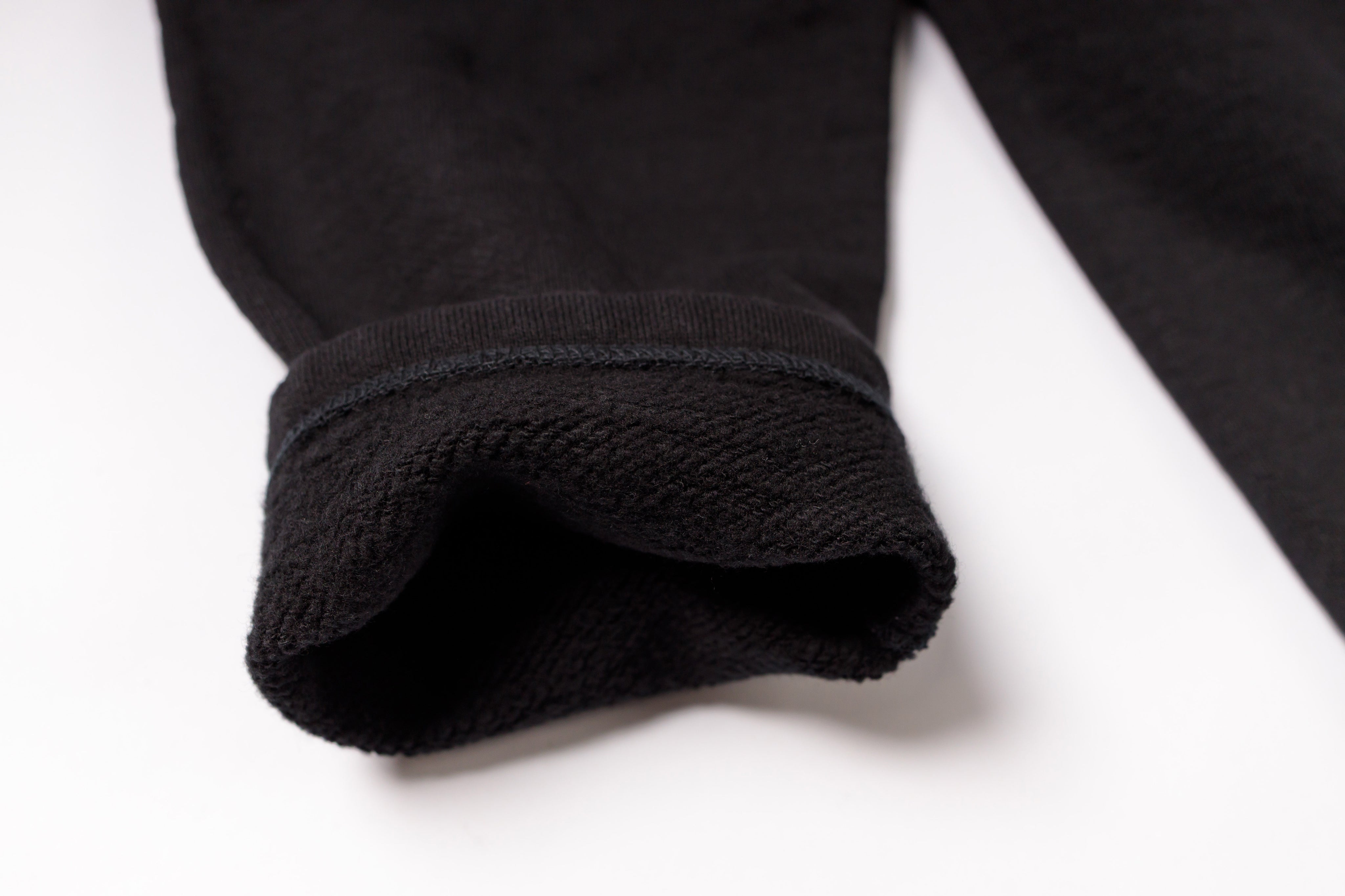Close-up of a black fabric texture on a white background
