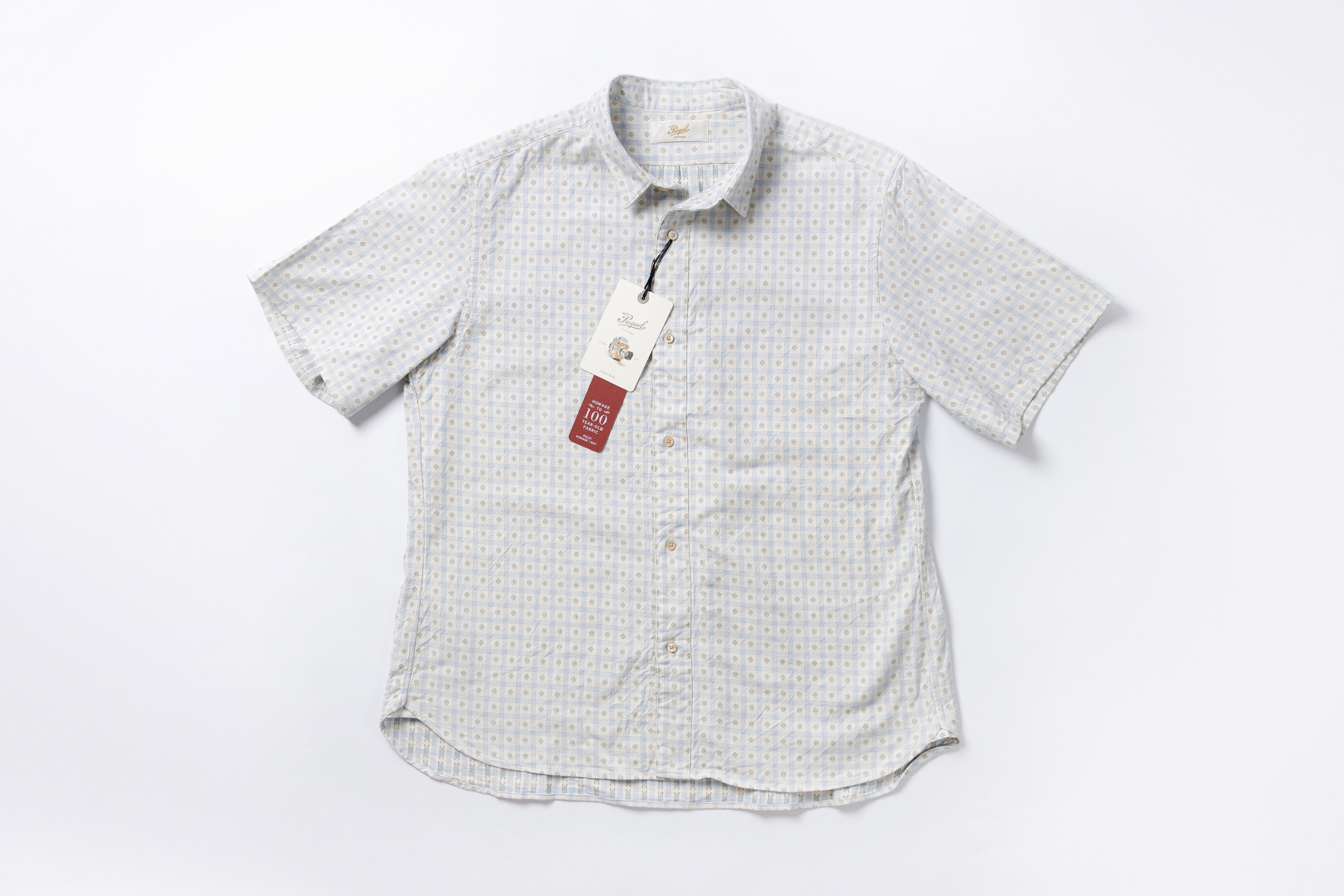 Mini Collar Shirt in Beige Front View