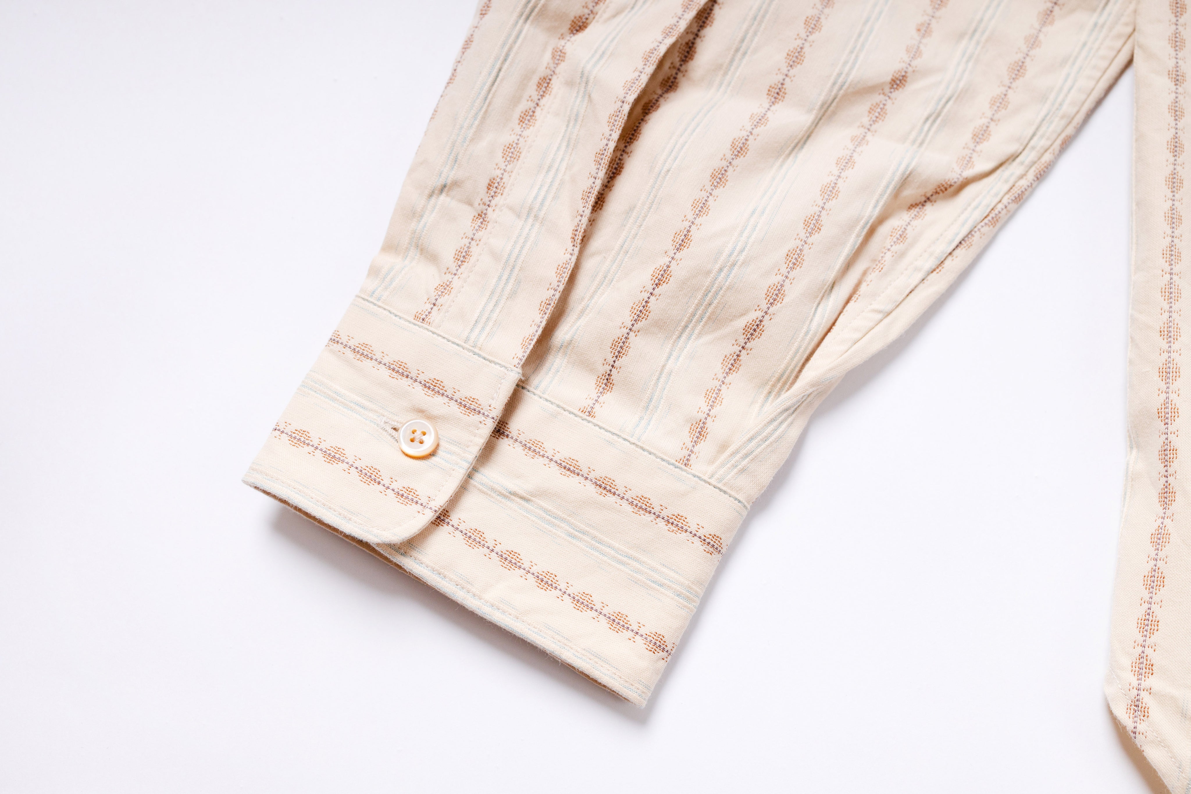Stand-up Collar Shirt in Beige Sleeve View