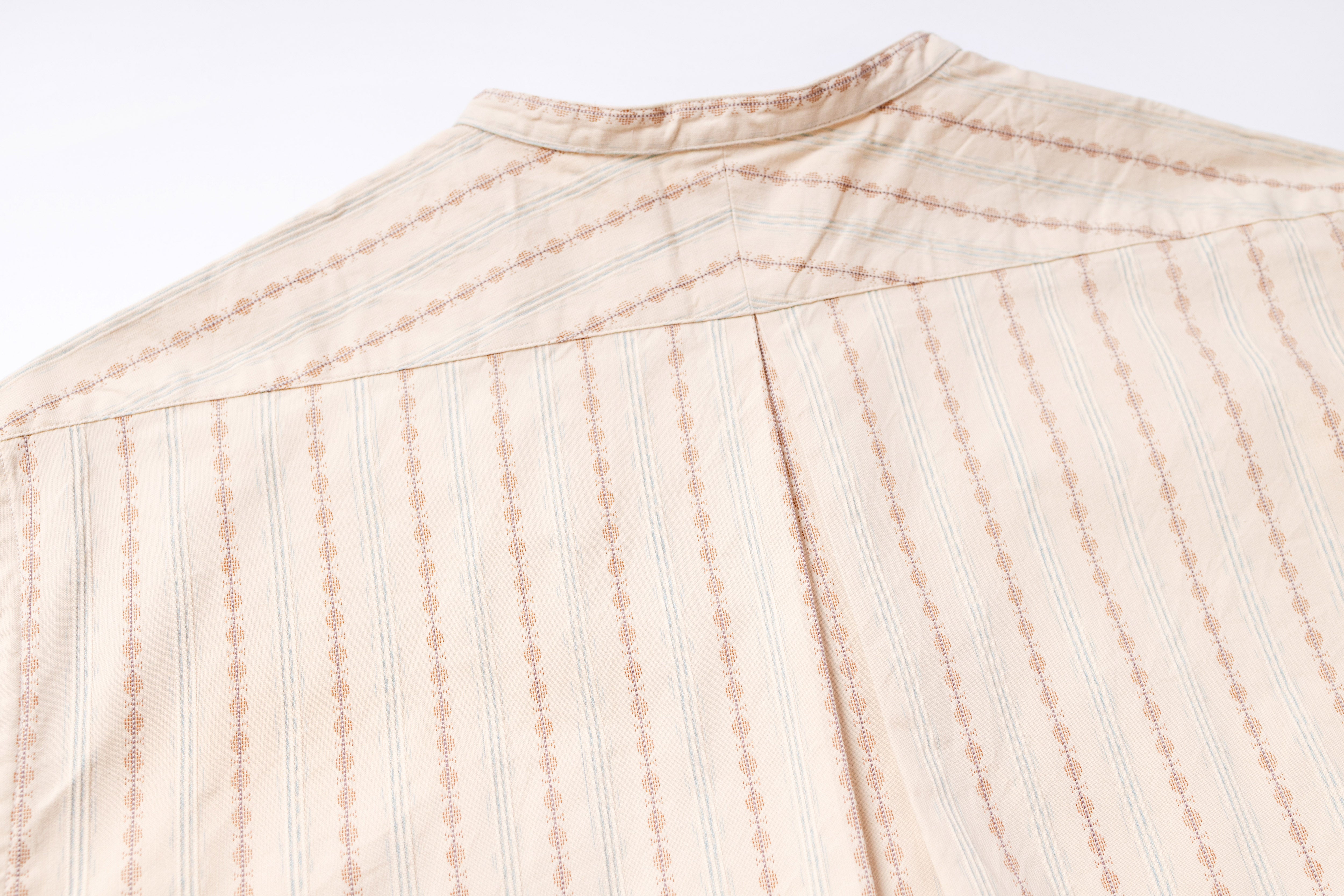 Stand-up Collar Shirt in Beige Top Back View