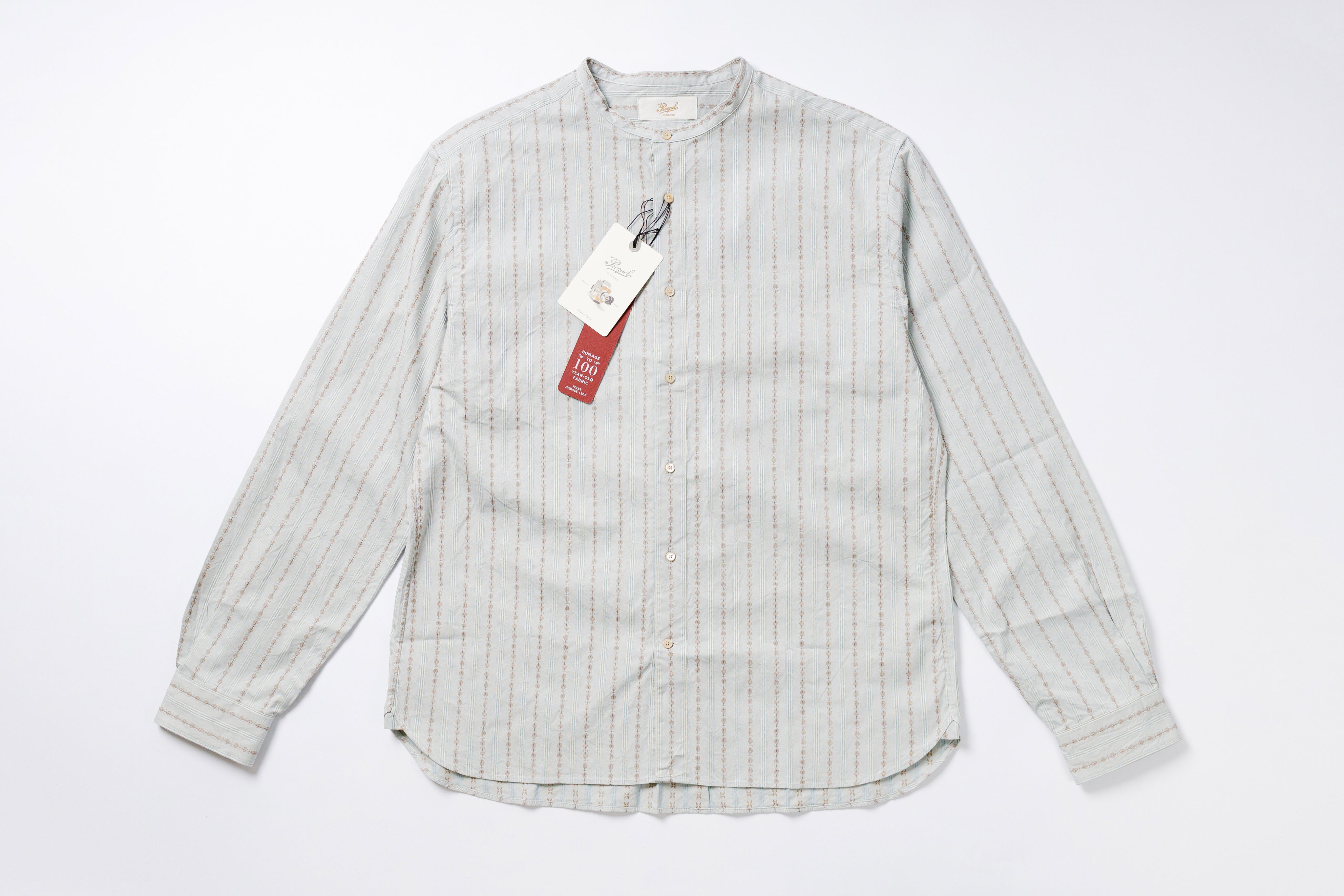 Stand-up Collar Shirt in Blue Front View