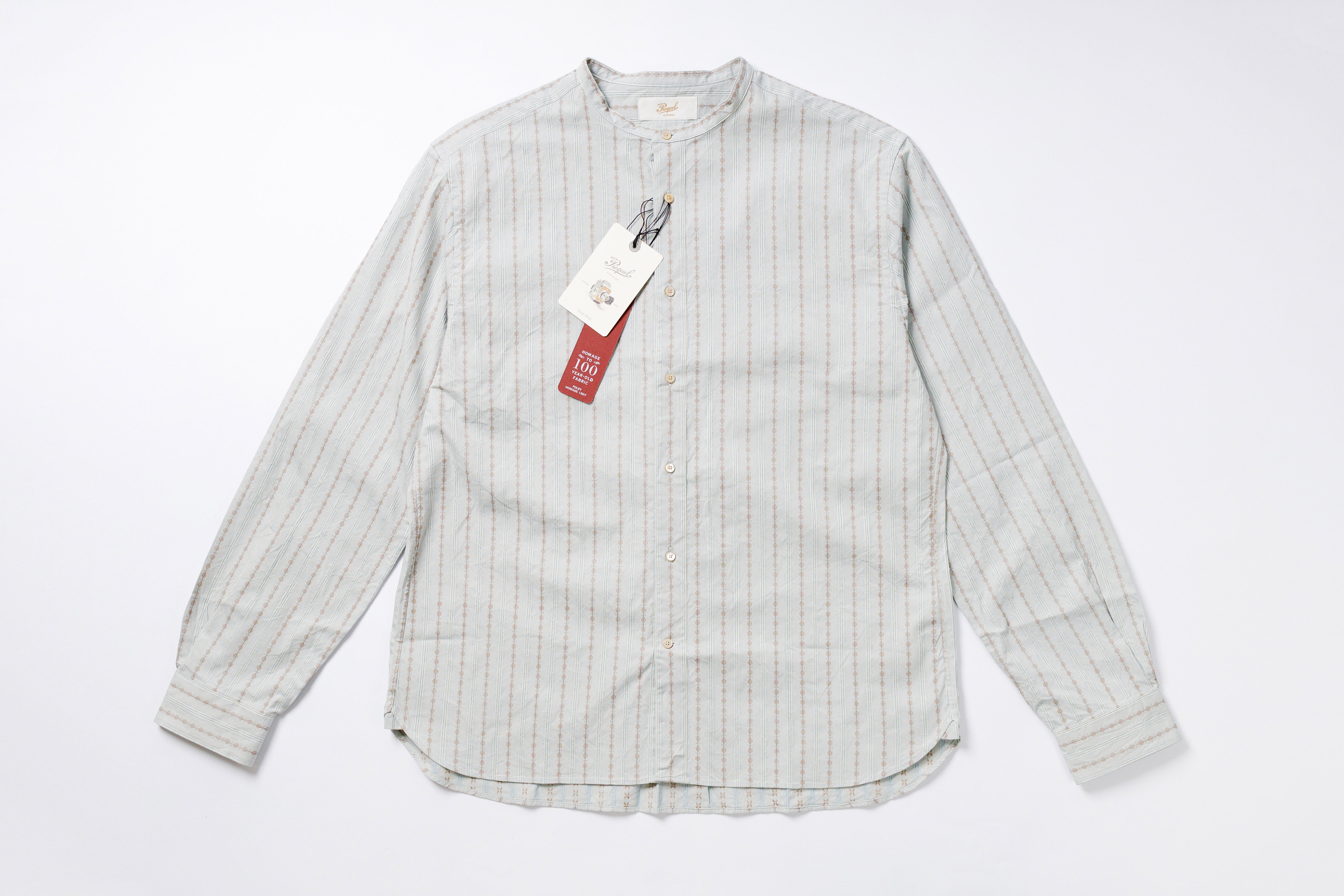 Stand-up Collar Shirt in Blue Front View