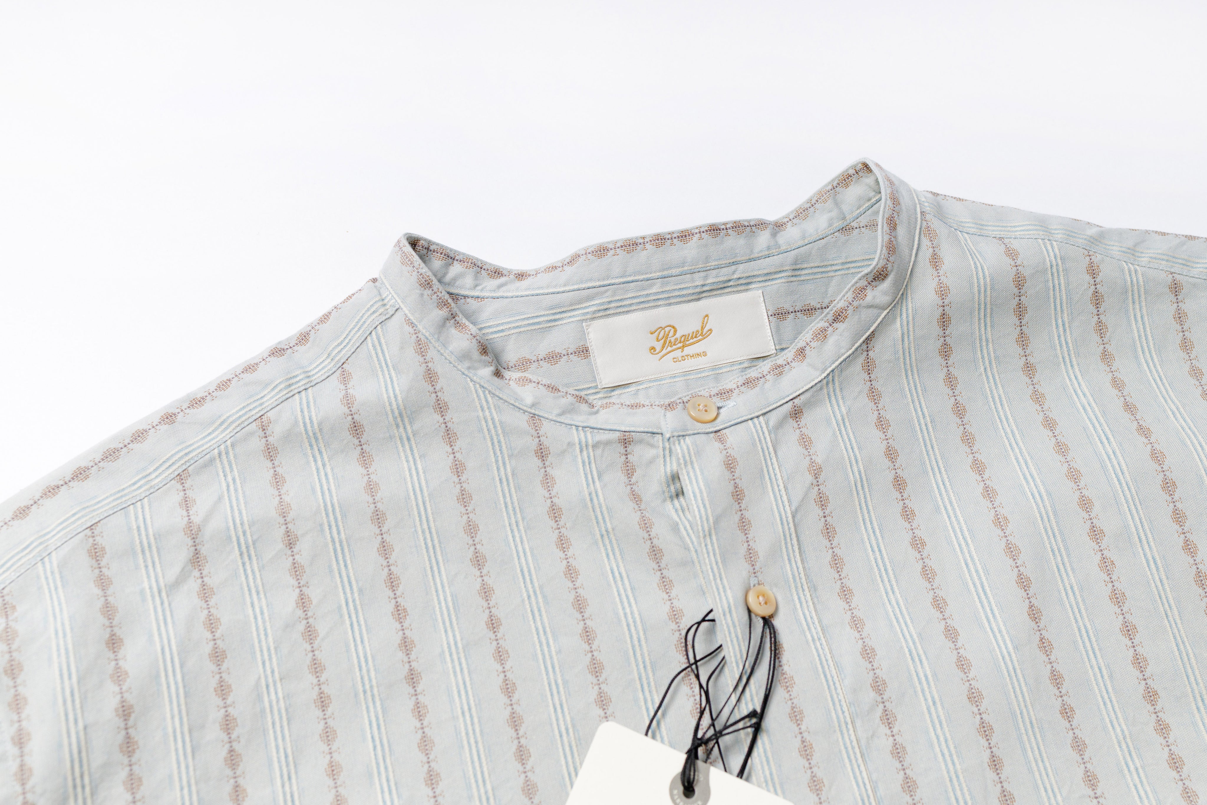 Stand-up Collar Shirt in Blue Neck View