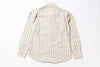 Back view of a striped shirt on a white background