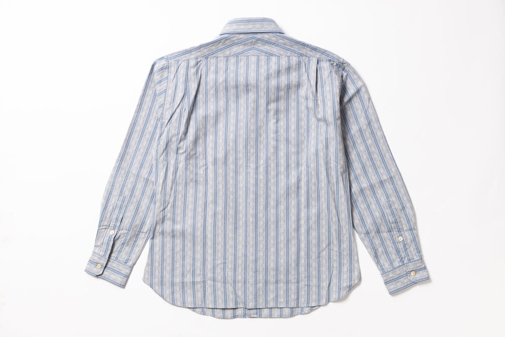 Blue and white striped shirt on a white background