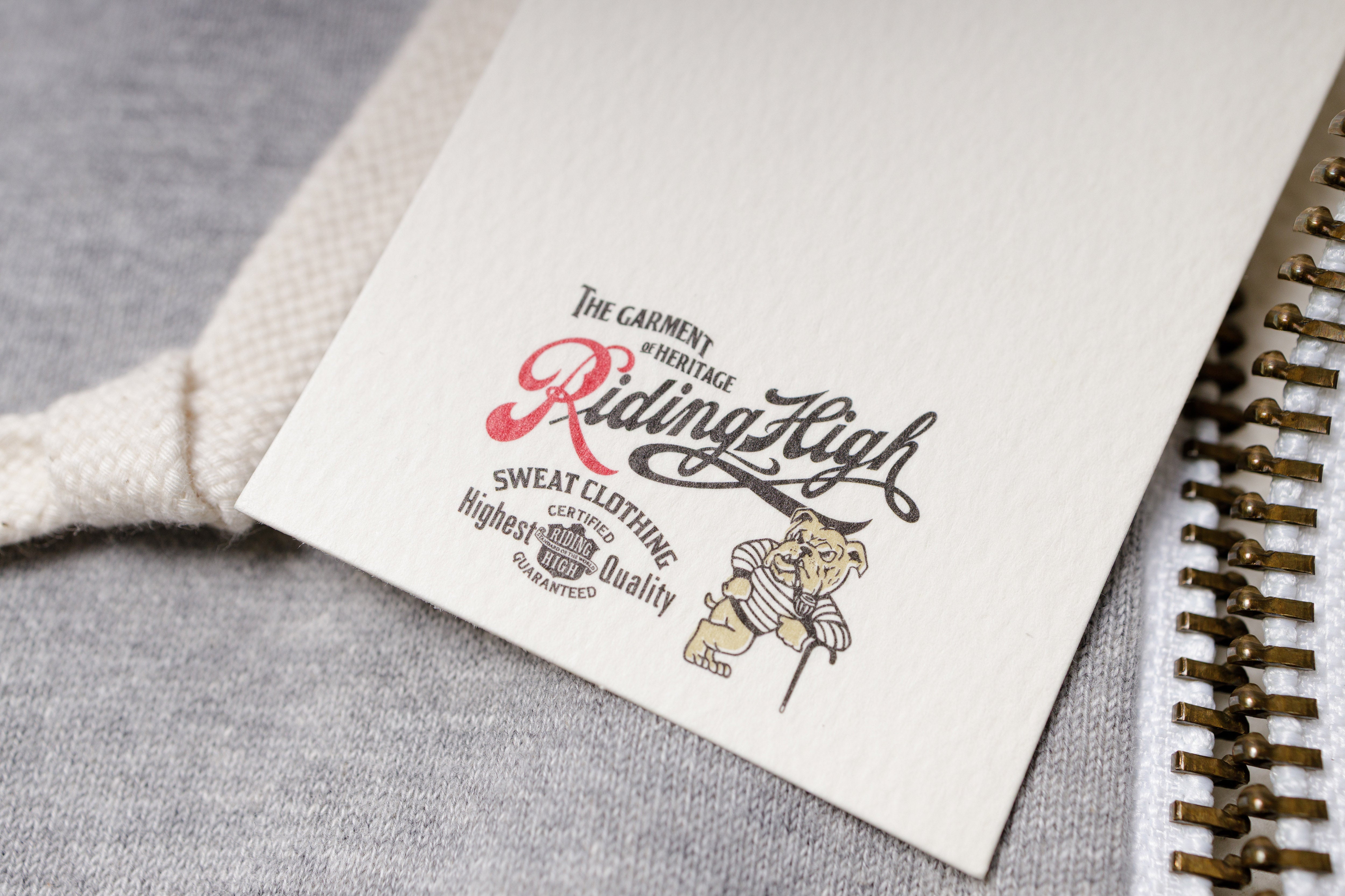 Grey Loopwheel hoodie label view