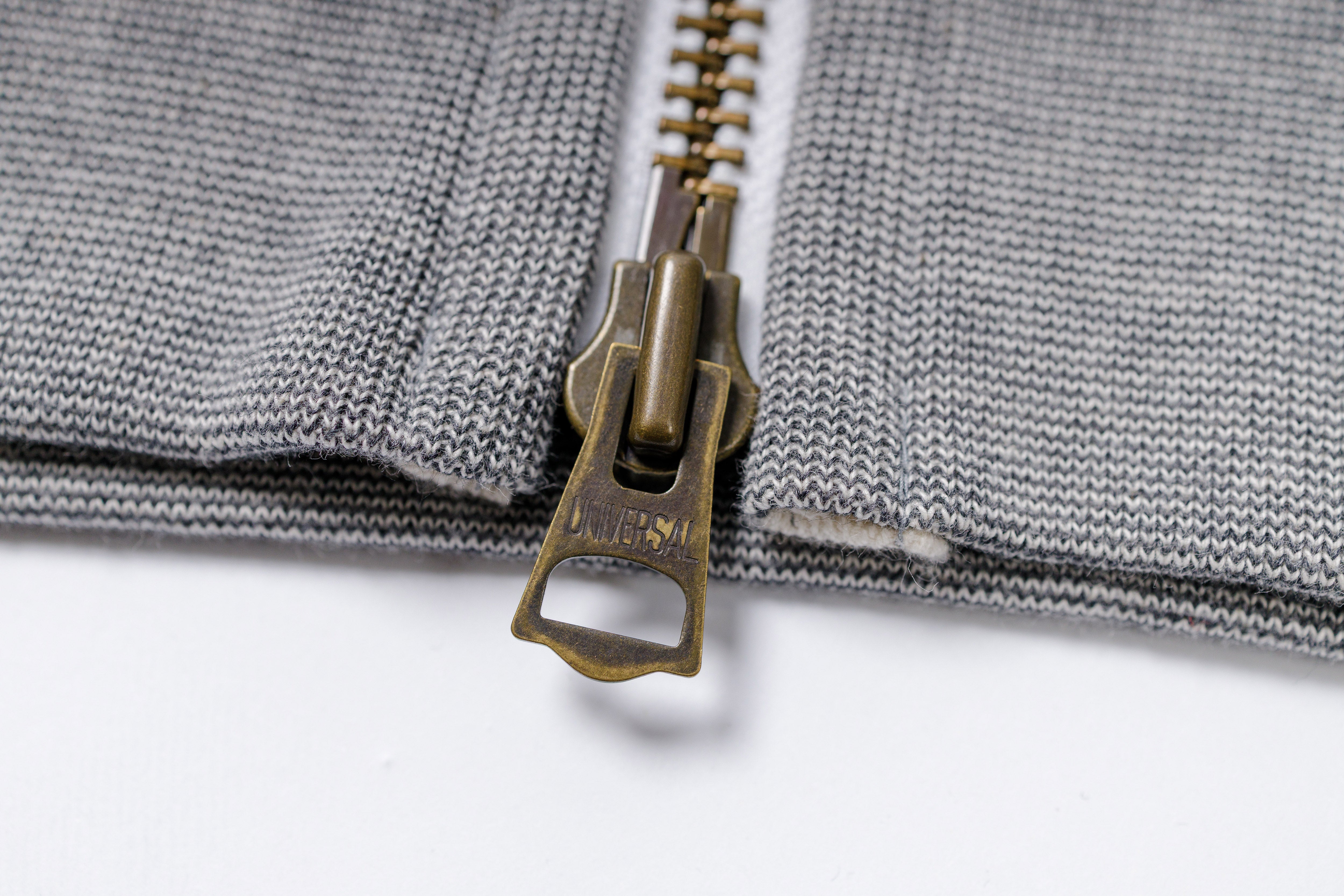 RIDING HIGH - 14oz Loopwheel Fleece Zip Parka in Mixed Gray Zipper