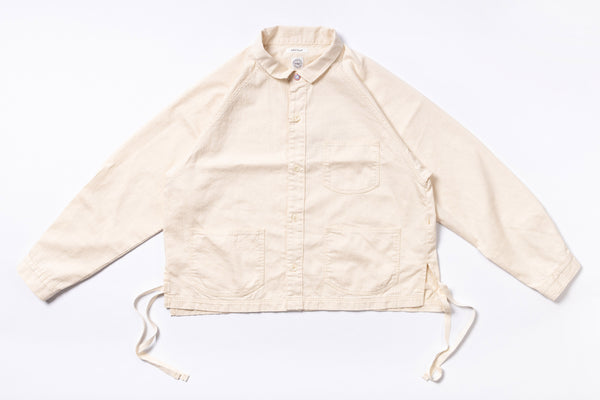 Beige jacket with drawstrings on a white background