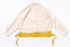 Beige jacket with yellow trim on a white background