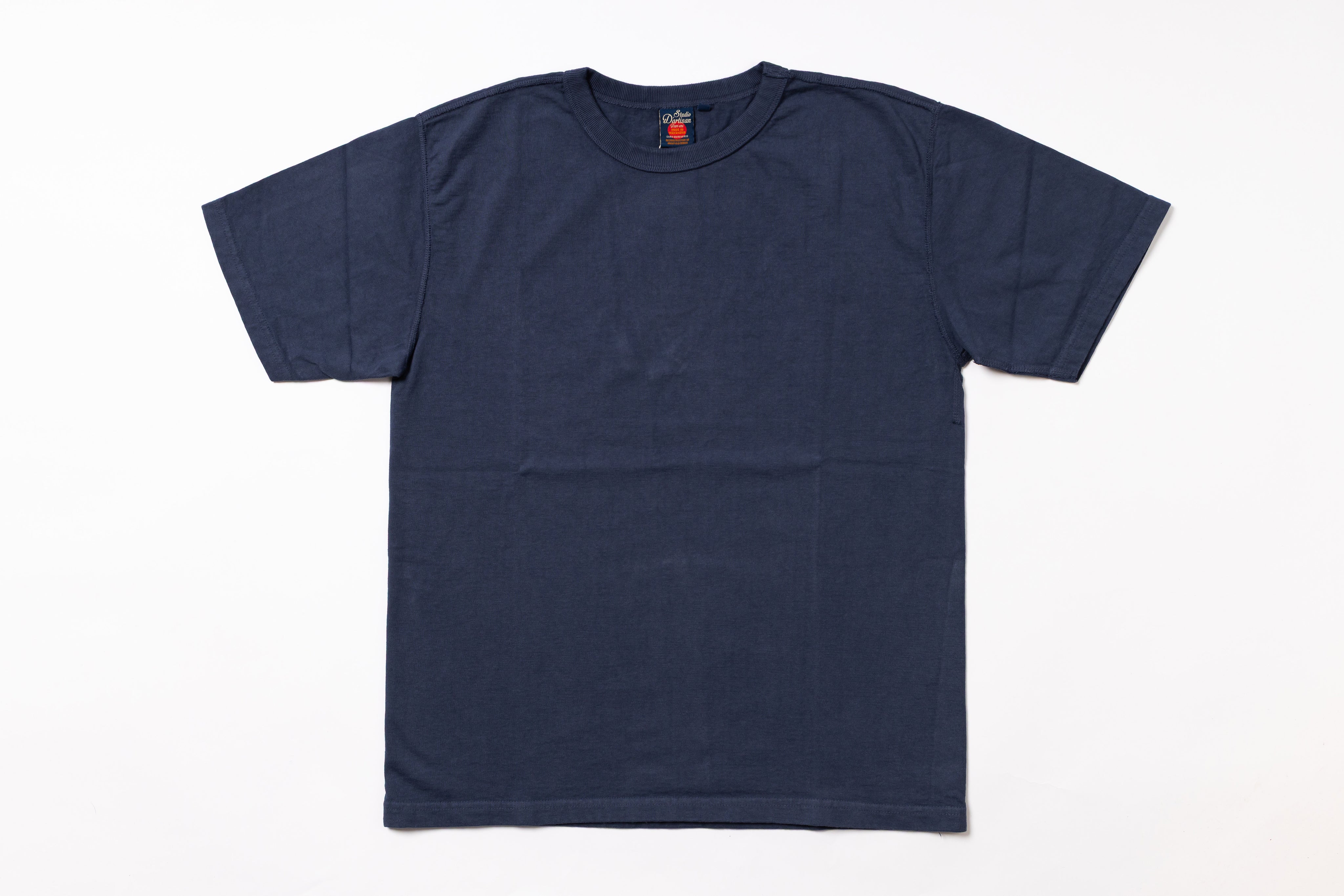 Navy blue t-shirt on a white background