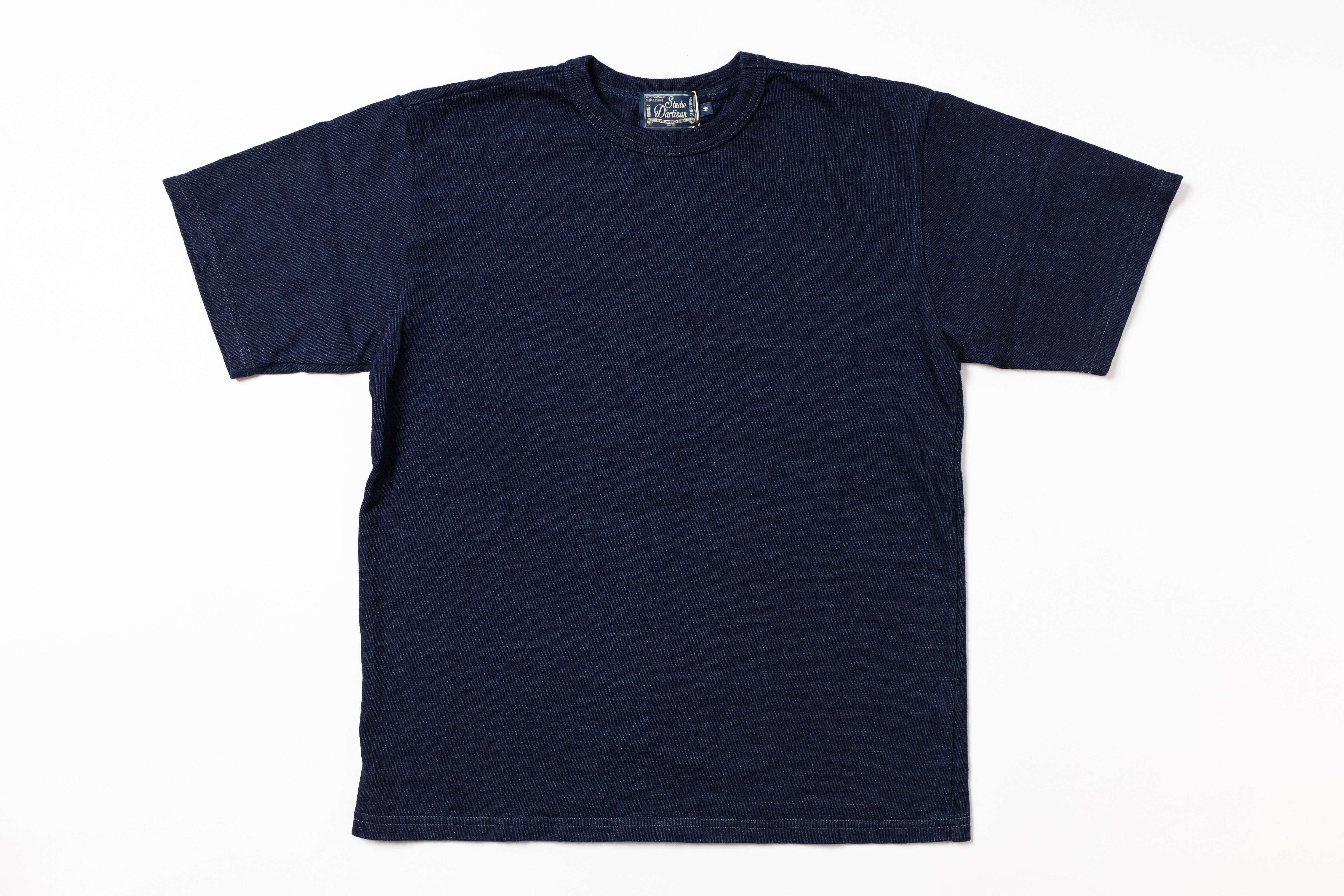 Navy blue t-shirt on a white background