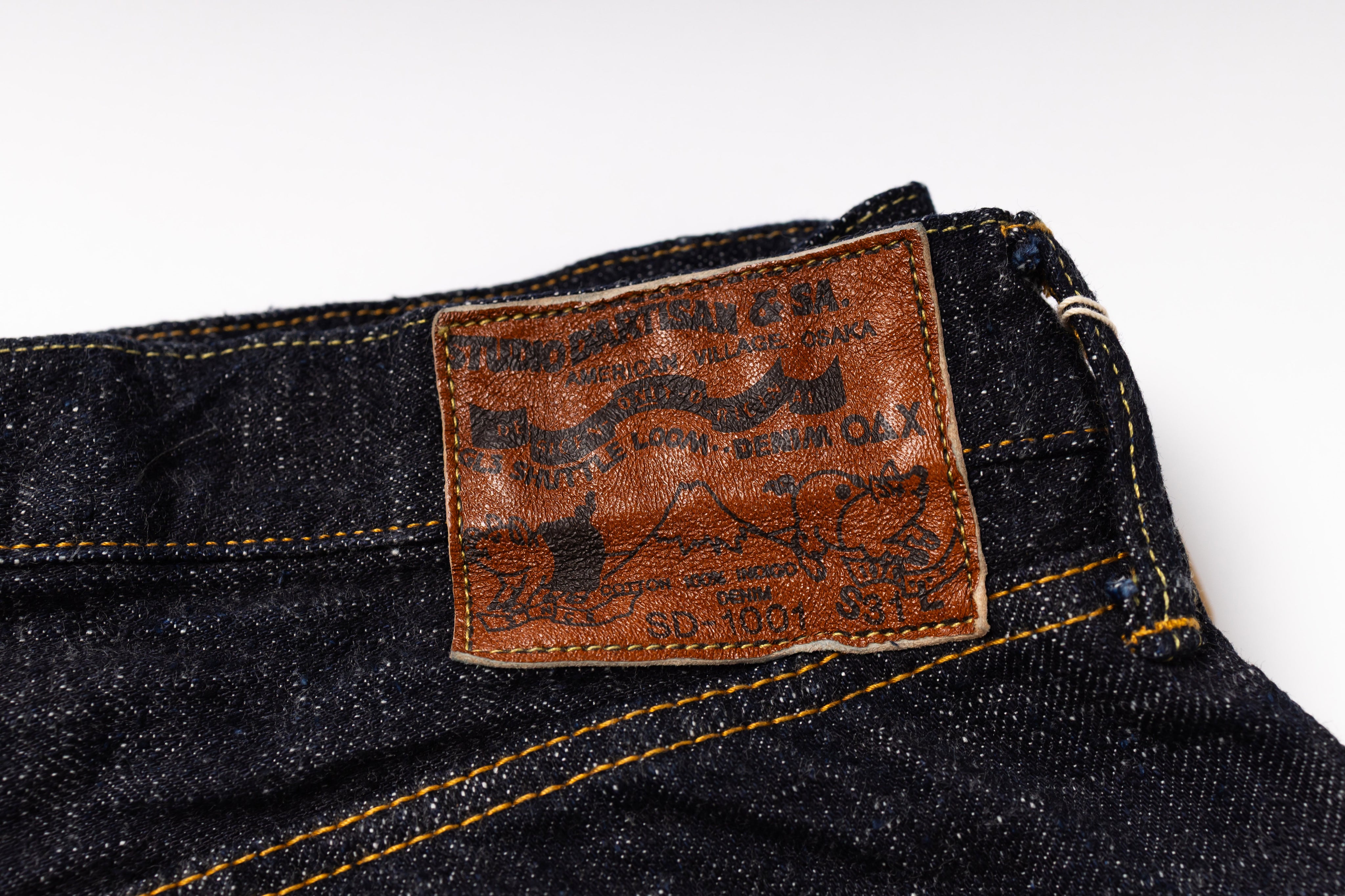 Close-up of a Levi's label on a pair of jeans with a white background