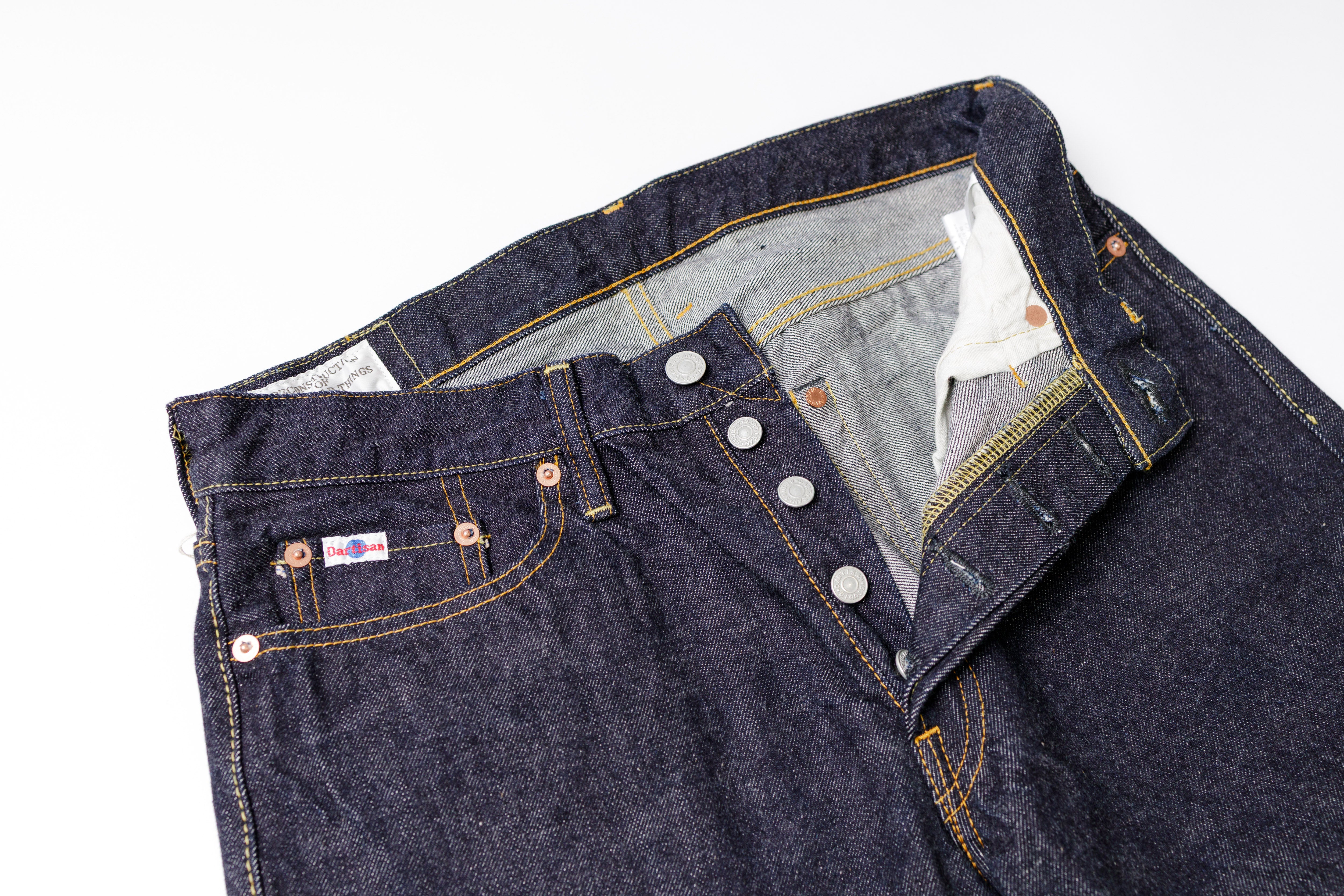STUDIO D'ARTISAN - SD-100 15oz Selvedge One Wash Tapered Jeans Button Fly View