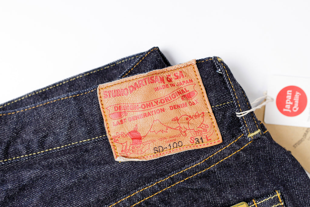 STUDIO D'ARTISAN - SD-100 15oz Selvedge One Wash Tapered Jeans Goat Leather Patch View