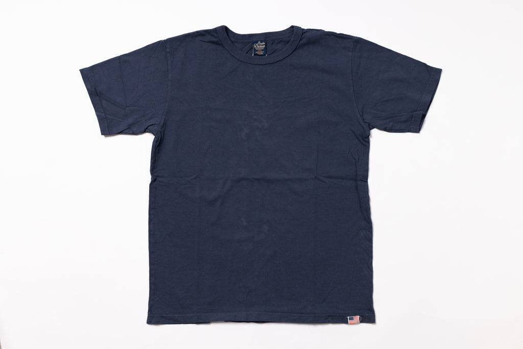 Navy blue t-shirt on a white background