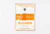 Packaged white t-shirt with orange label on a white background