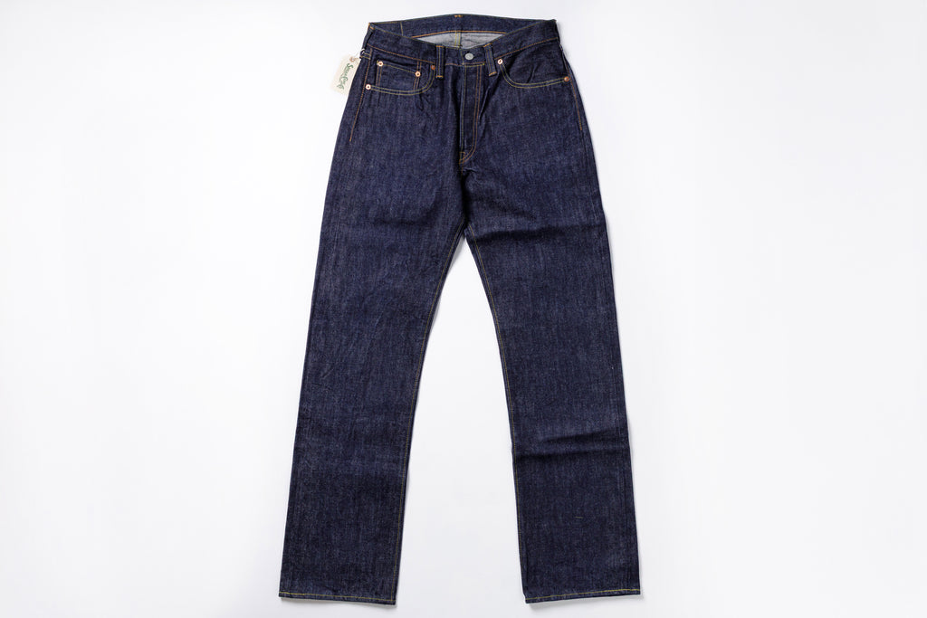 Pair of blue jeans on a white background