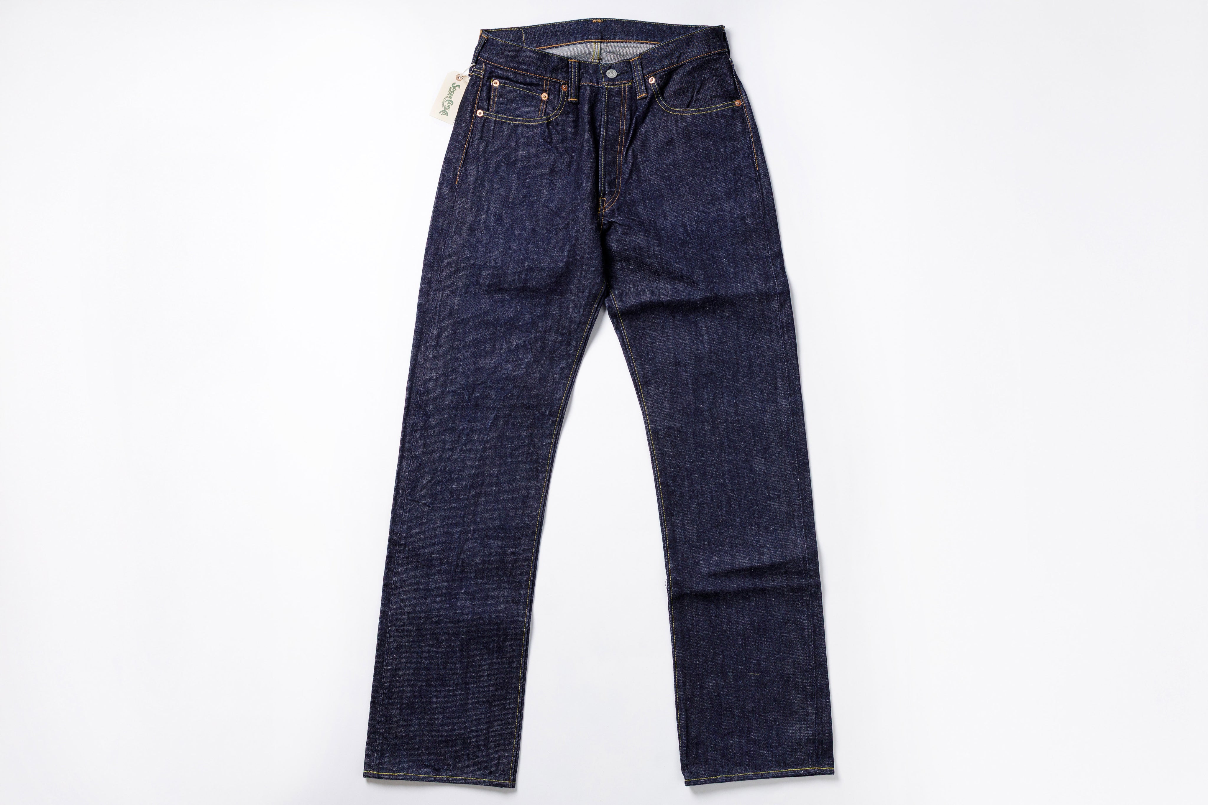 Pair of blue jeans on a white background