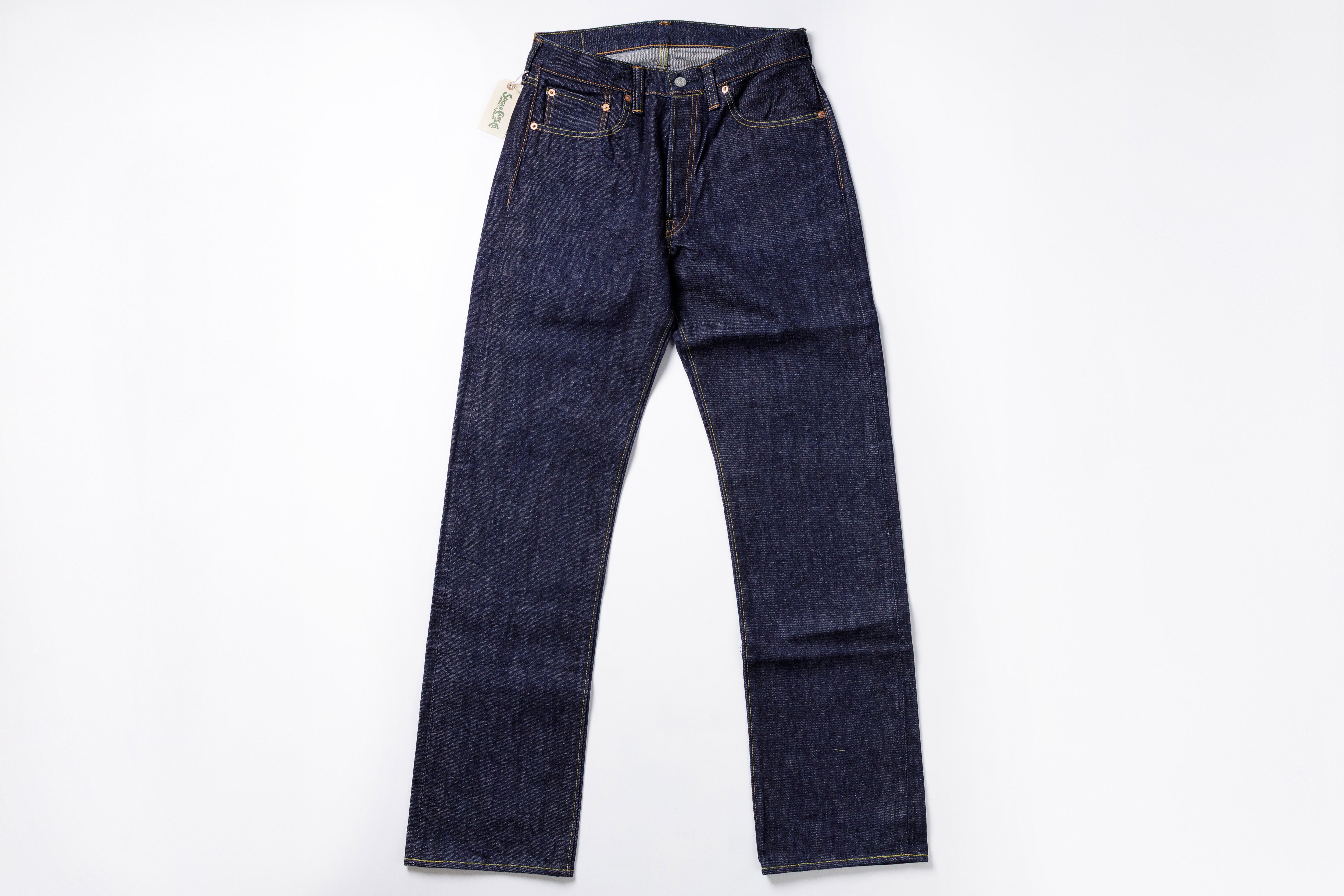 Pair of blue jeans on a white background