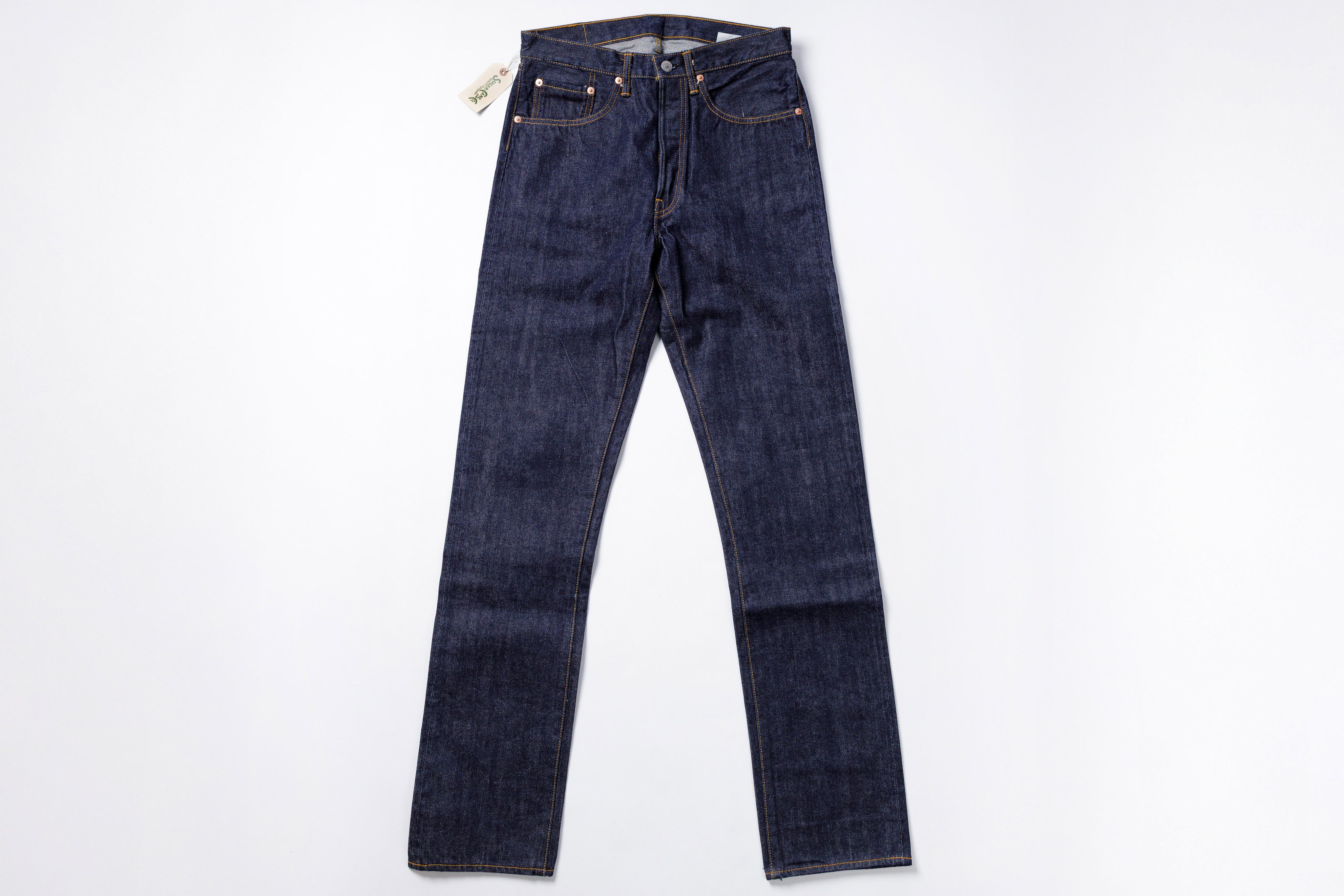 Pair of blue jeans on a white background