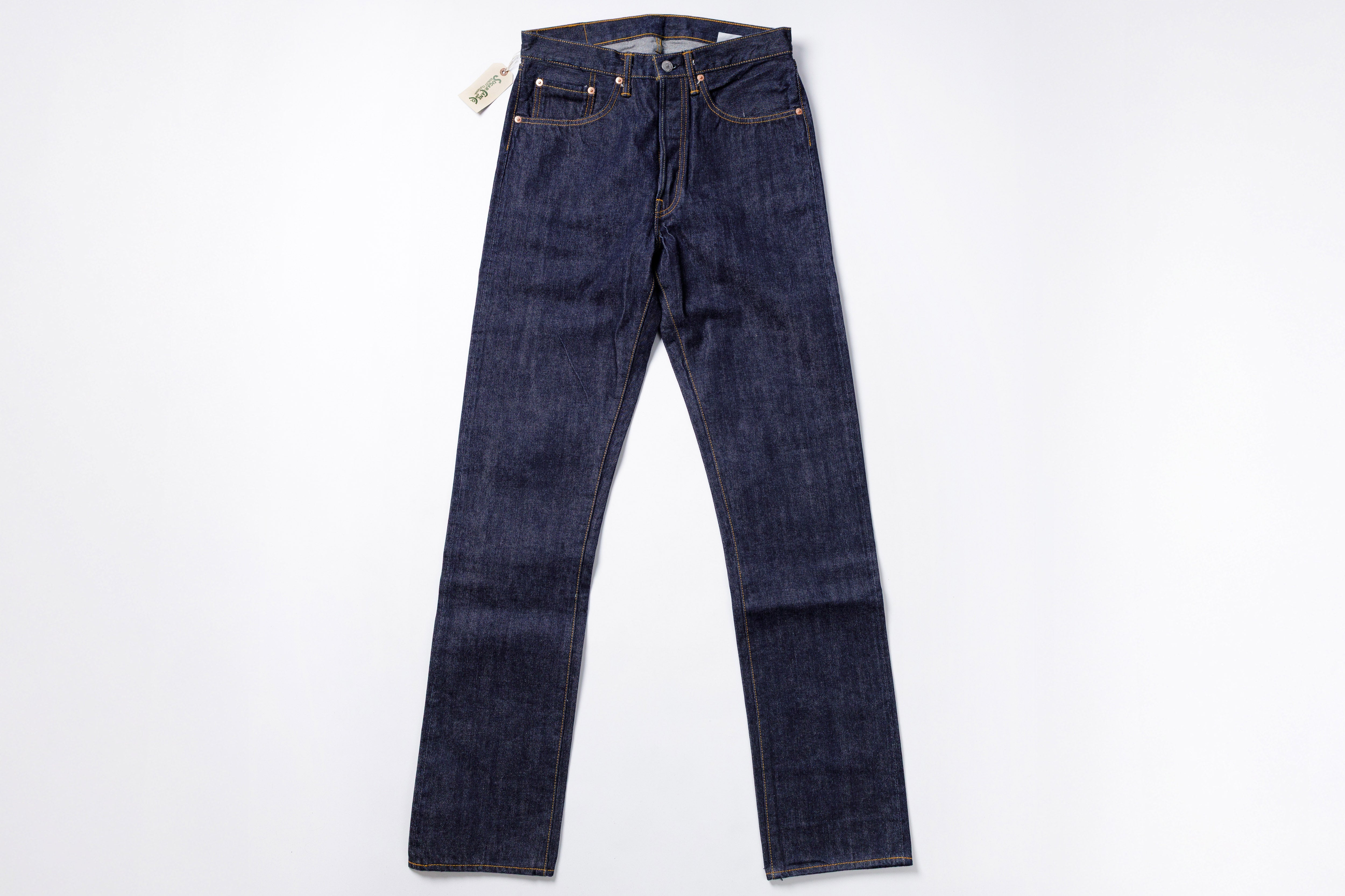 Pair of blue jeans on a white background