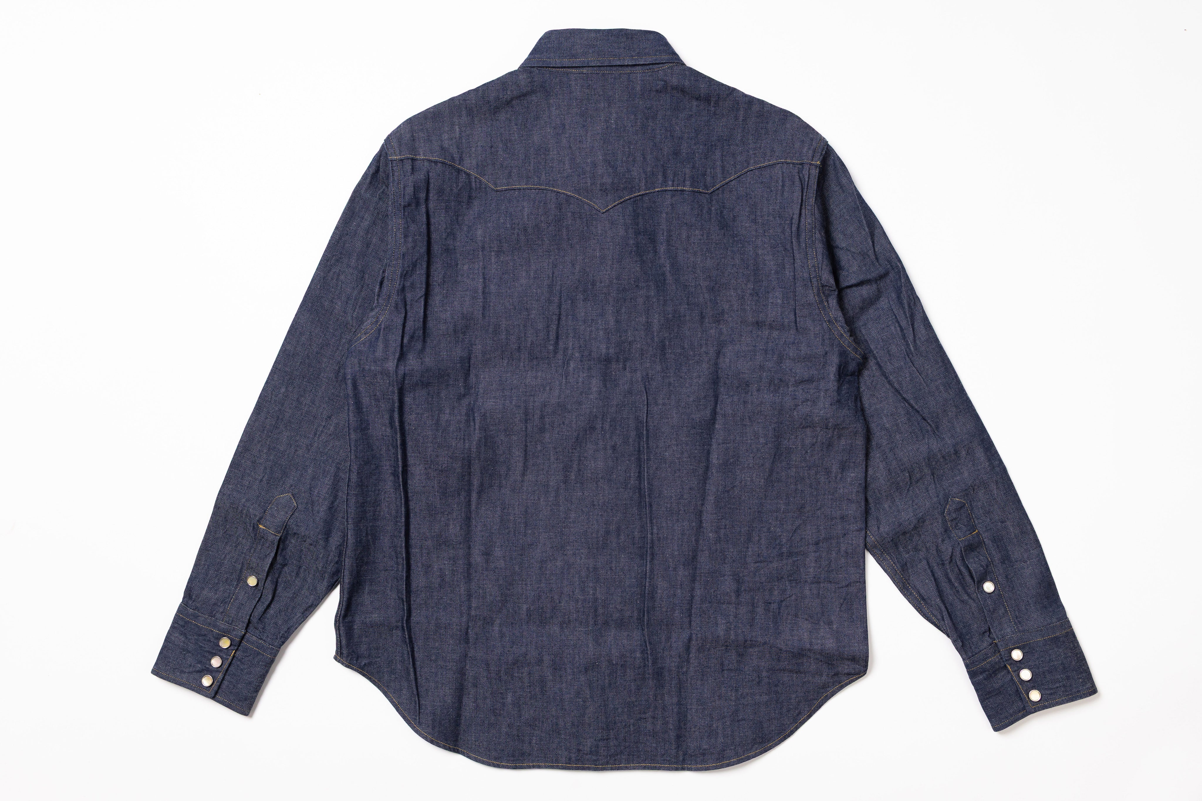 Blue denim shirt on a white background