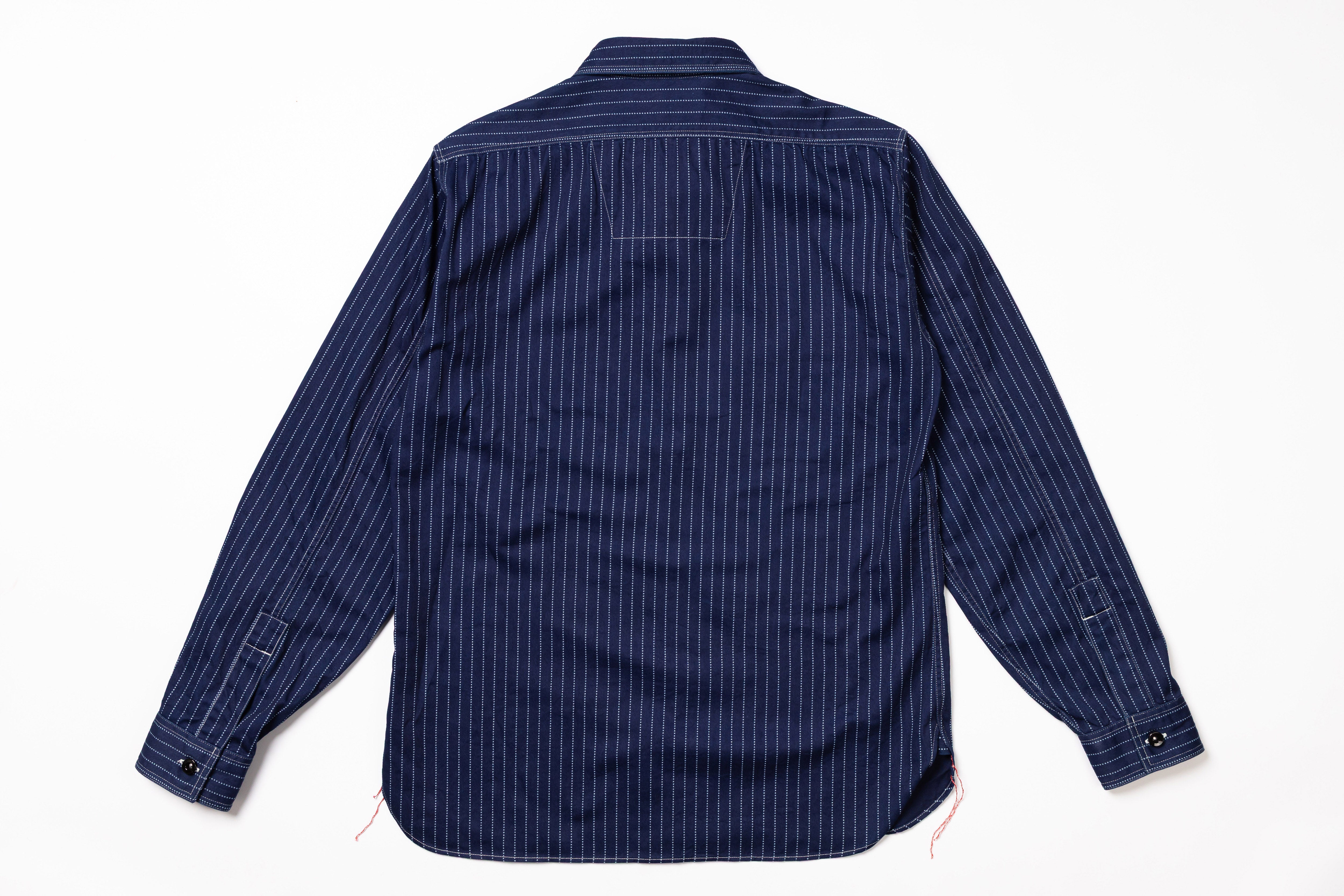 Navy striped shirt on a white background