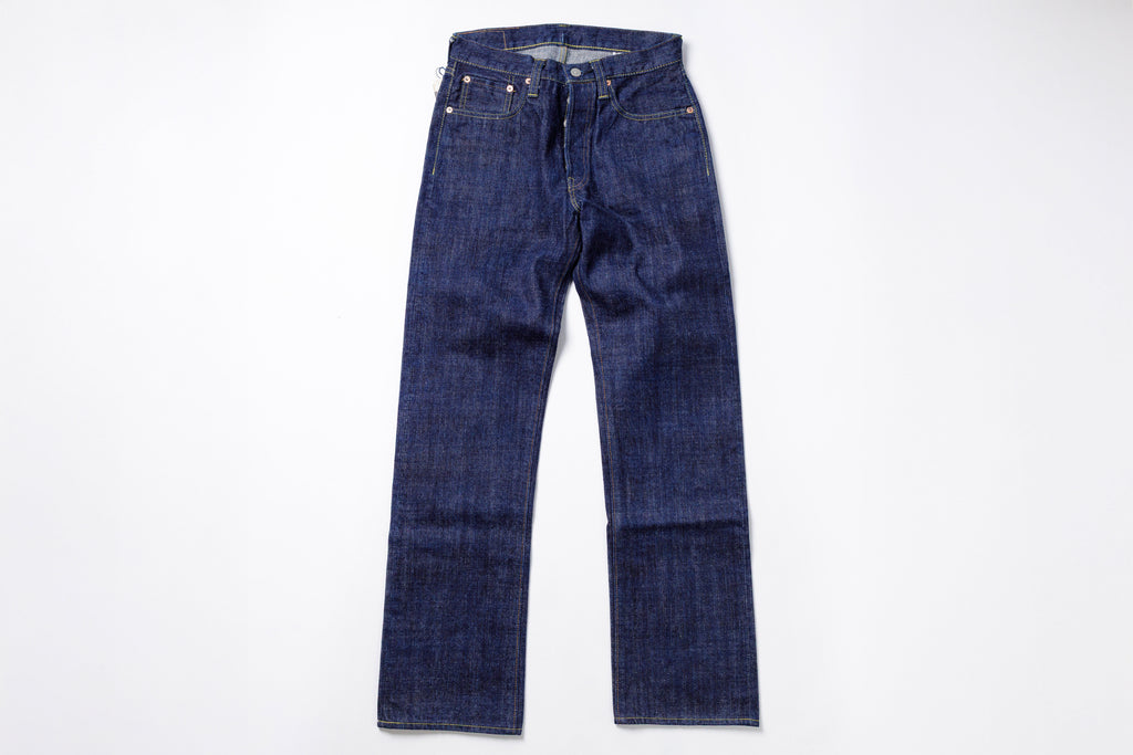 Pair of blue jeans on a white background